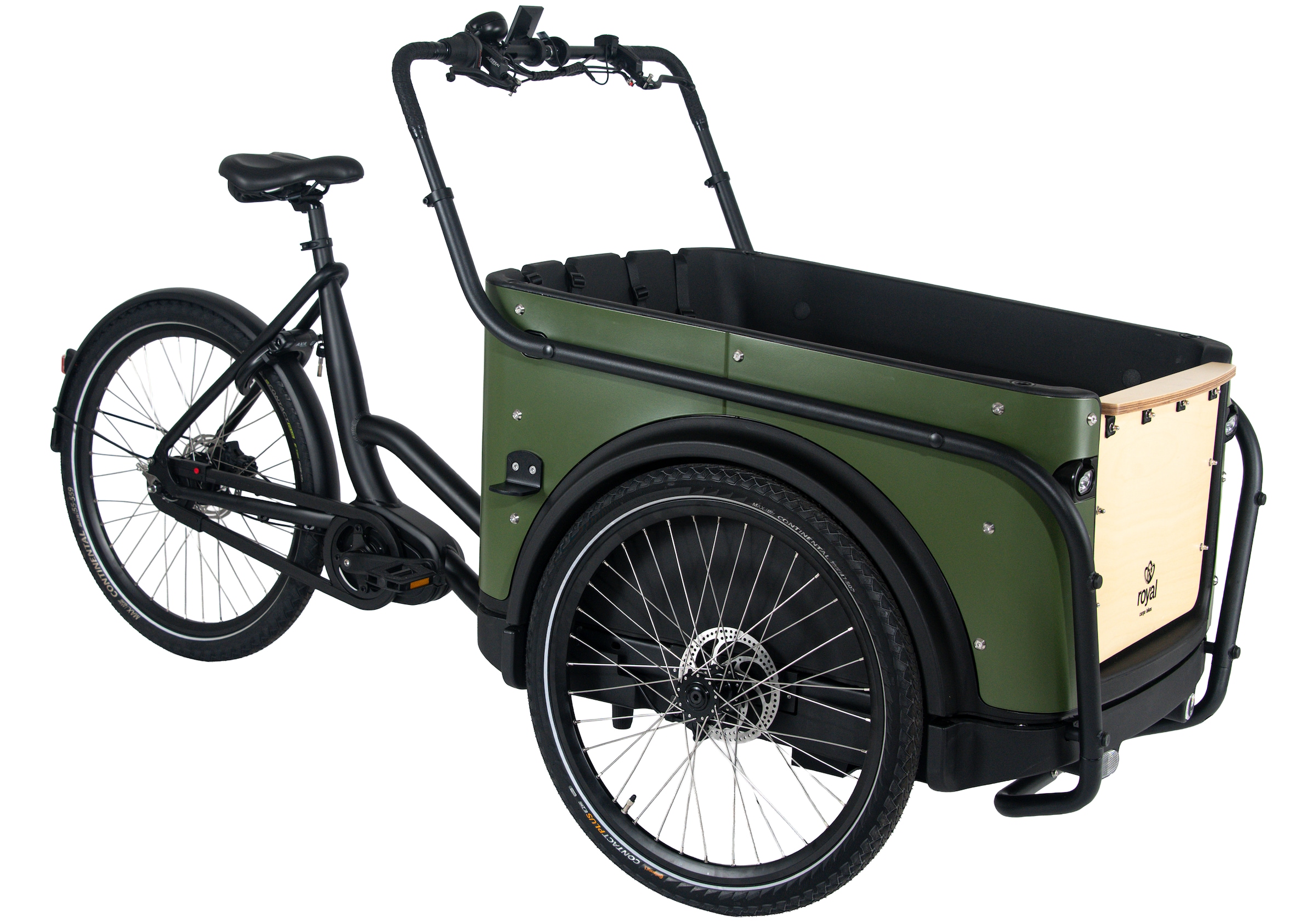 Royal Cargo Bikes »Cargo 3W Premium 17,5Ah / 630 Wh 24 / 26 Zoll grün« 7 Gang Shimano Nexus Schaltwerk Nabenschaltung Mittelmotor 250 W