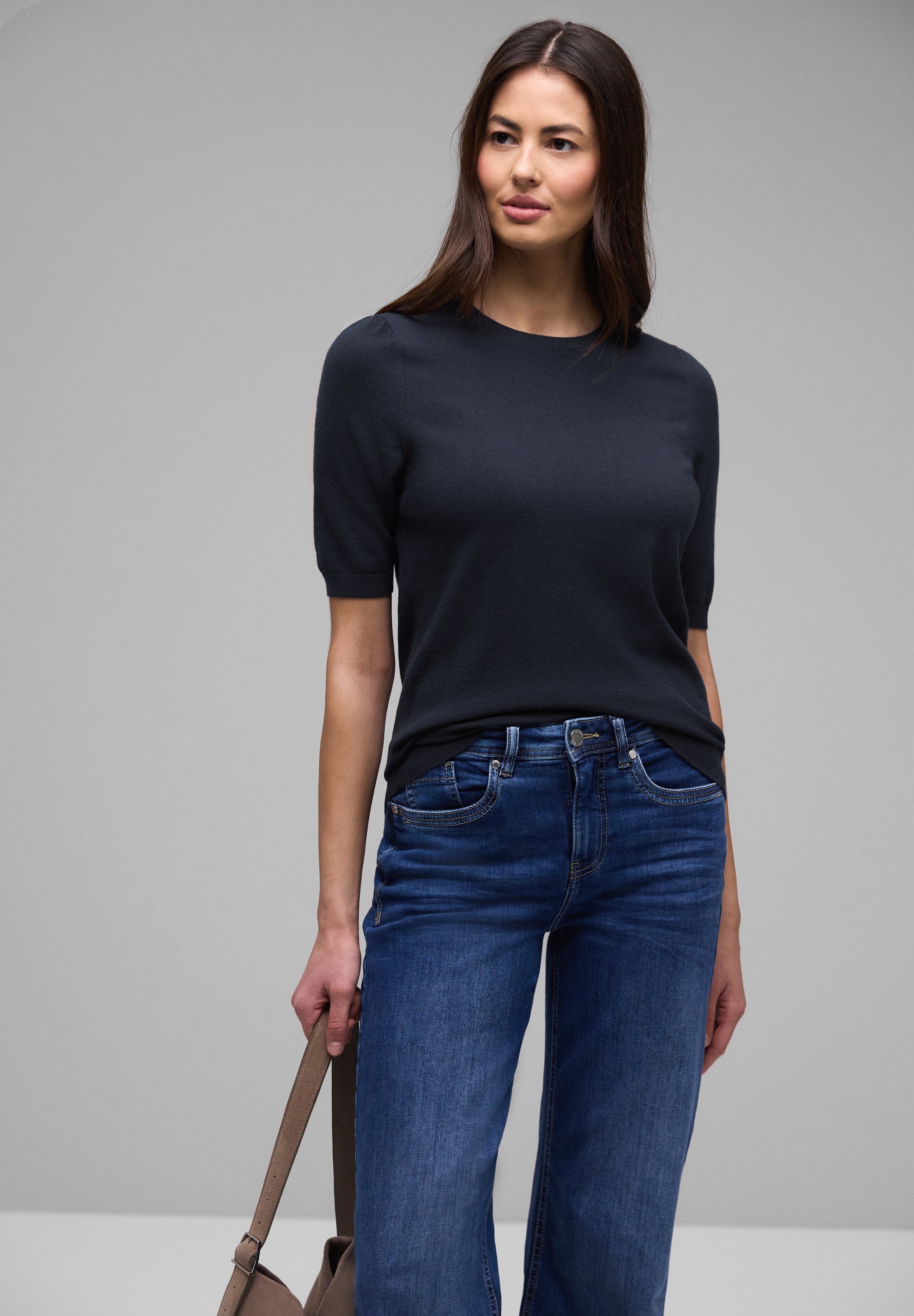 STREET ONE 3/4 Arm-Pullover in Unifarbe günstig online kaufen