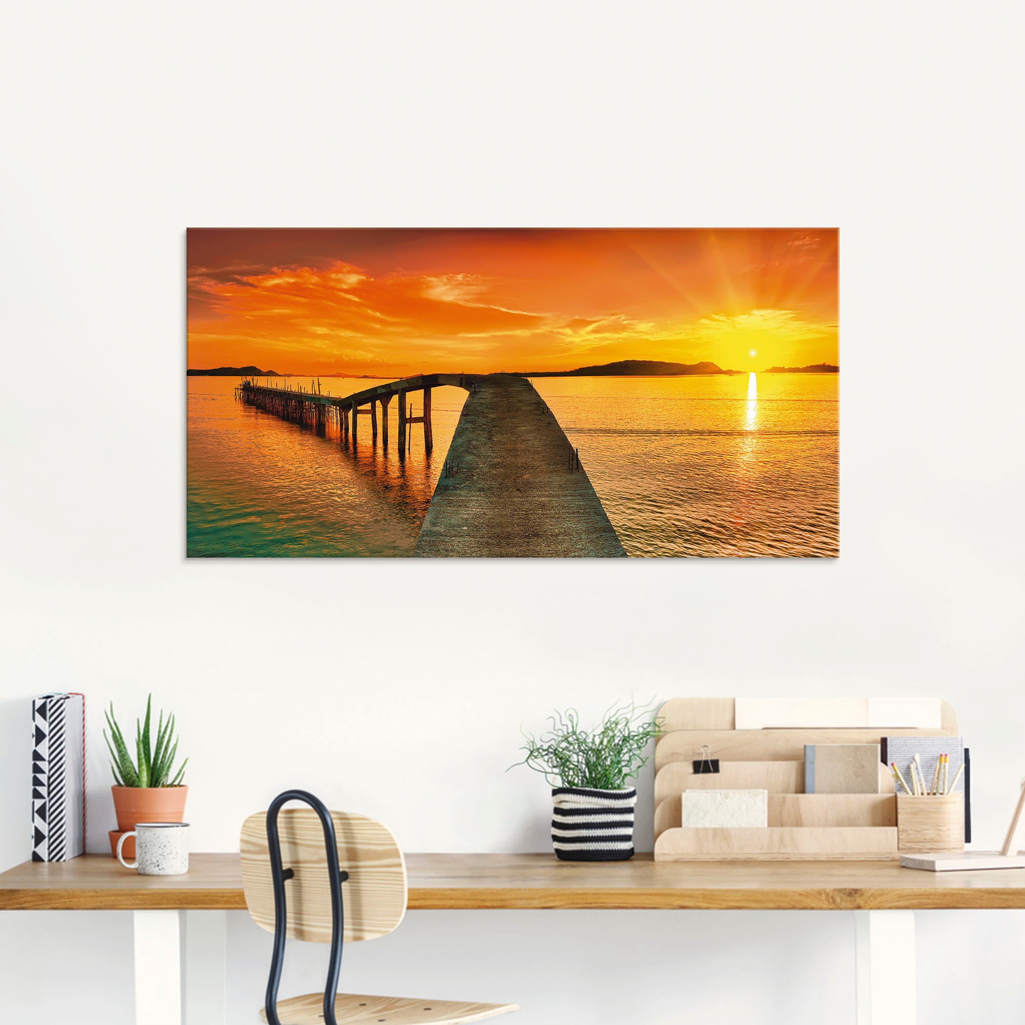 Artland Glasbild »Sonnenaufgang über dem Meer«, Gewässer, (1 St.), in verschiedenen Größen