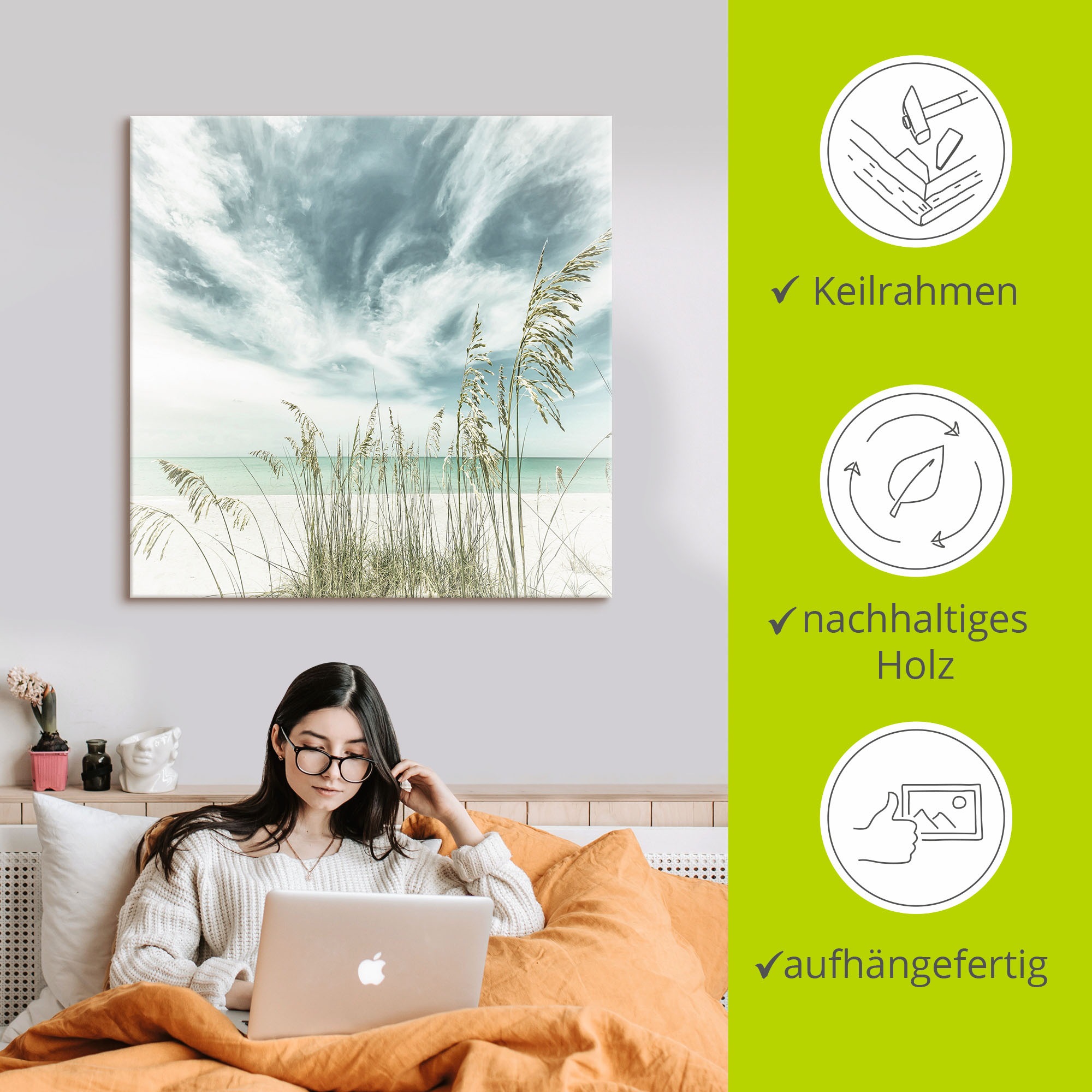 Artland Wandbild »Allein am Strand«, Strandbilder, (1 St.), als Leinwandbild, Poster in verschied. Größen