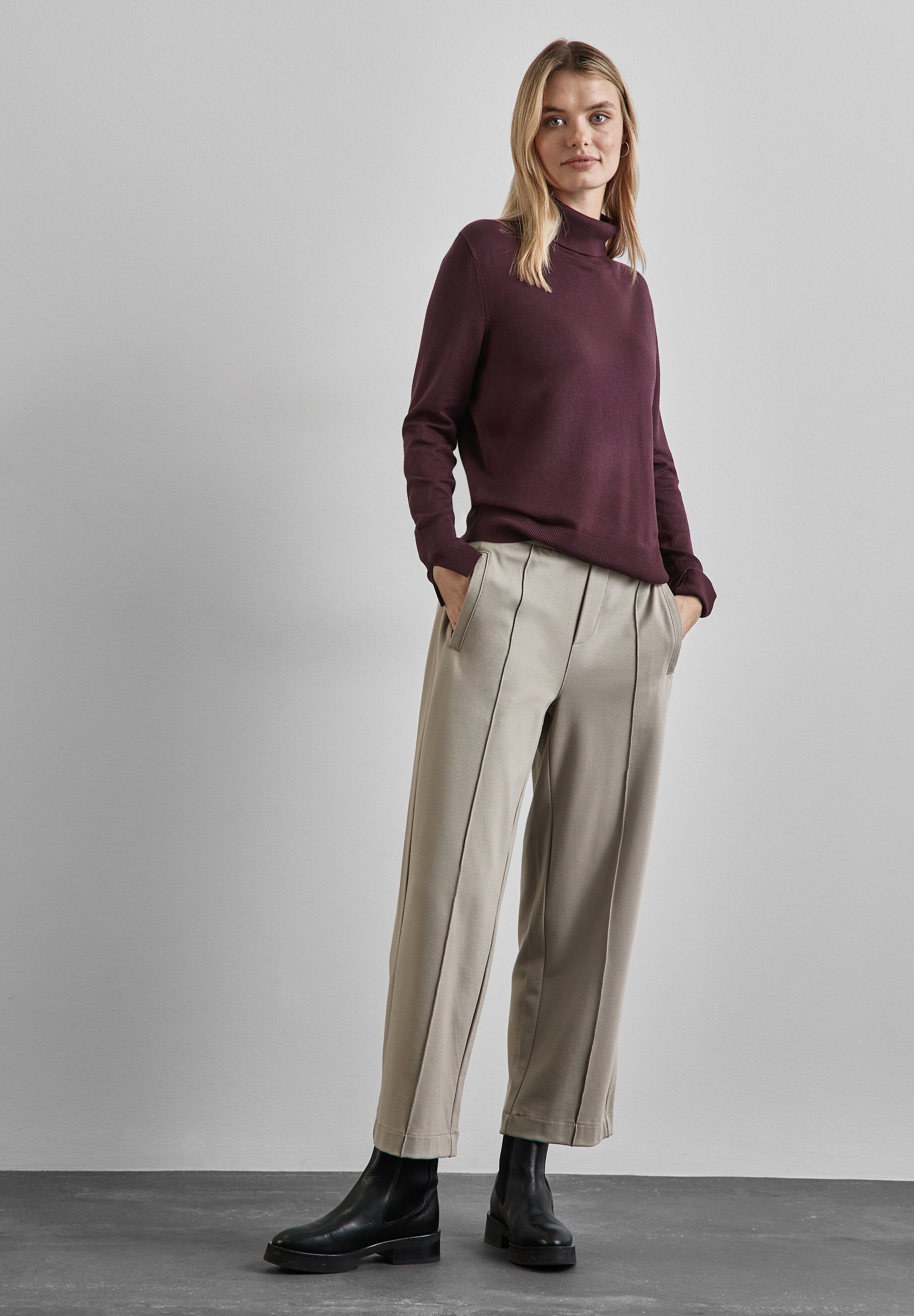 STREET ONE Rollkragenpullover, mit Materialmix