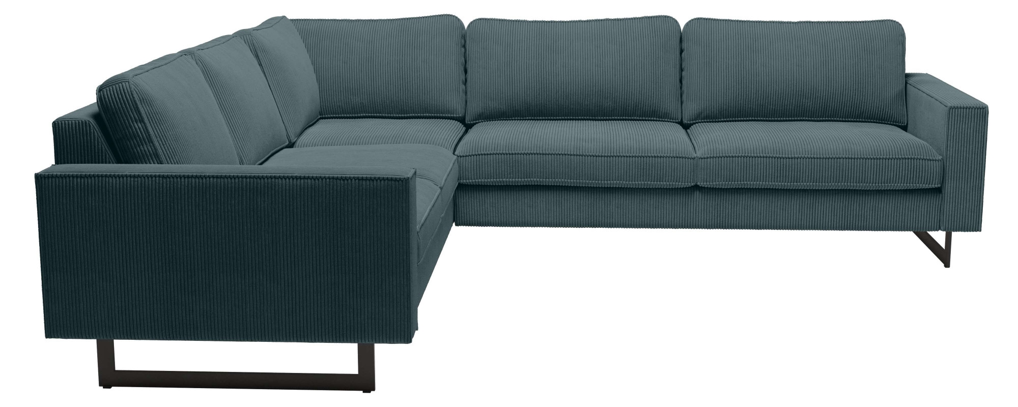 Places of Style Ecksofa »Pinto, XXL, 250/290 cm, langer Schenkel, Ottomane«, Cord, Chenille, Lederoptik, mit Keder, Metallfüße, Wellenunterfederung