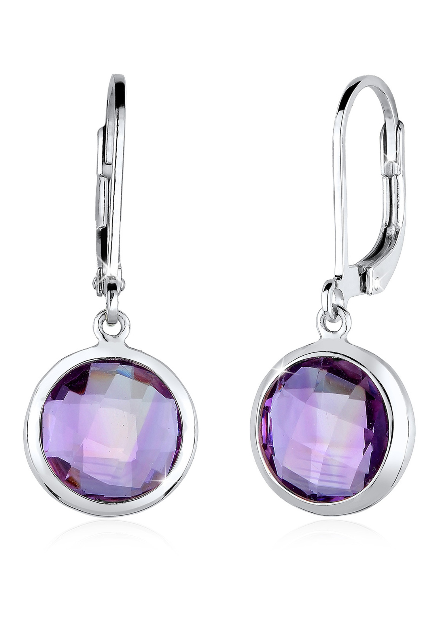 Paar Ohrhänger ELLI "Ohrhänger Amethyst Hell Lila 925 Sterling Silber", lila (violett), Ohrringe, Damen, onesize,mit Steinen, Silber 925 (Sterlingsilber)