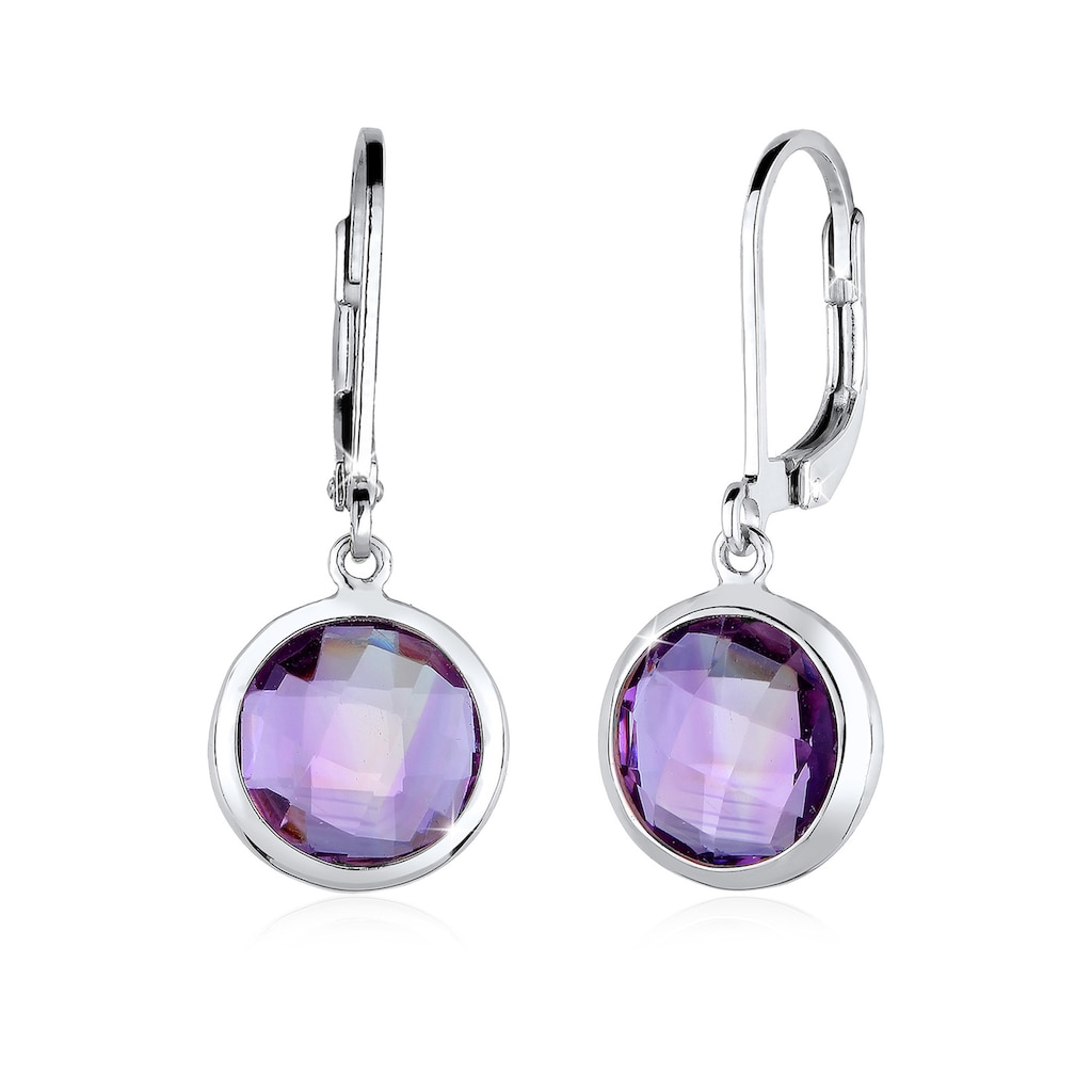 Elli Paar Ohrhänger »Edelsteine Oval Amethyst 925 Silber«