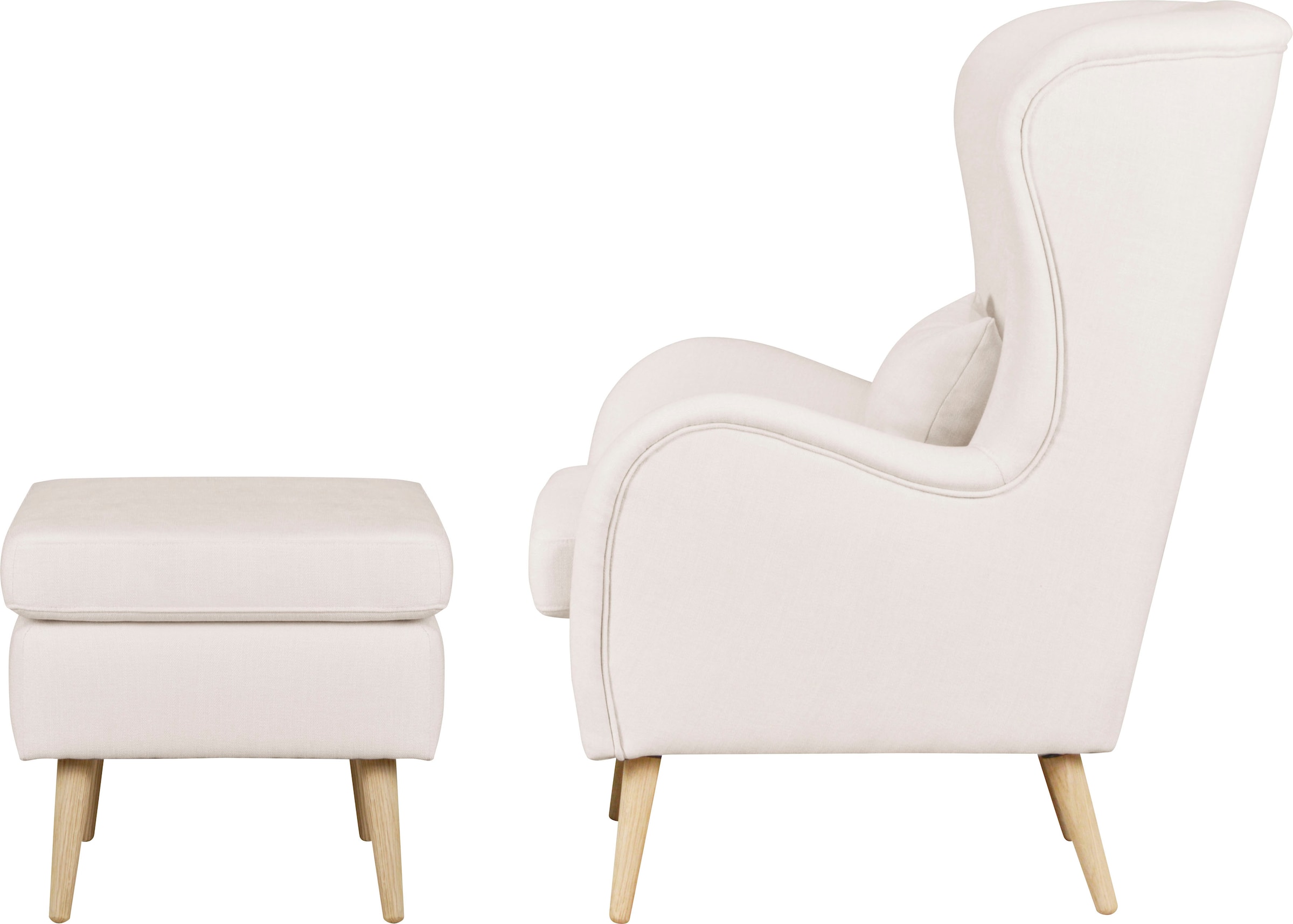 Guido Maria Kretschmer Home&Living Sessel »Salla auch in Fellimitat und Feincord, viele Bezugsarten, Ohrensessel«, wahlweise mit oder ohne Hocker; großer Sessel: Maße B/T/H: 78/94/118cm