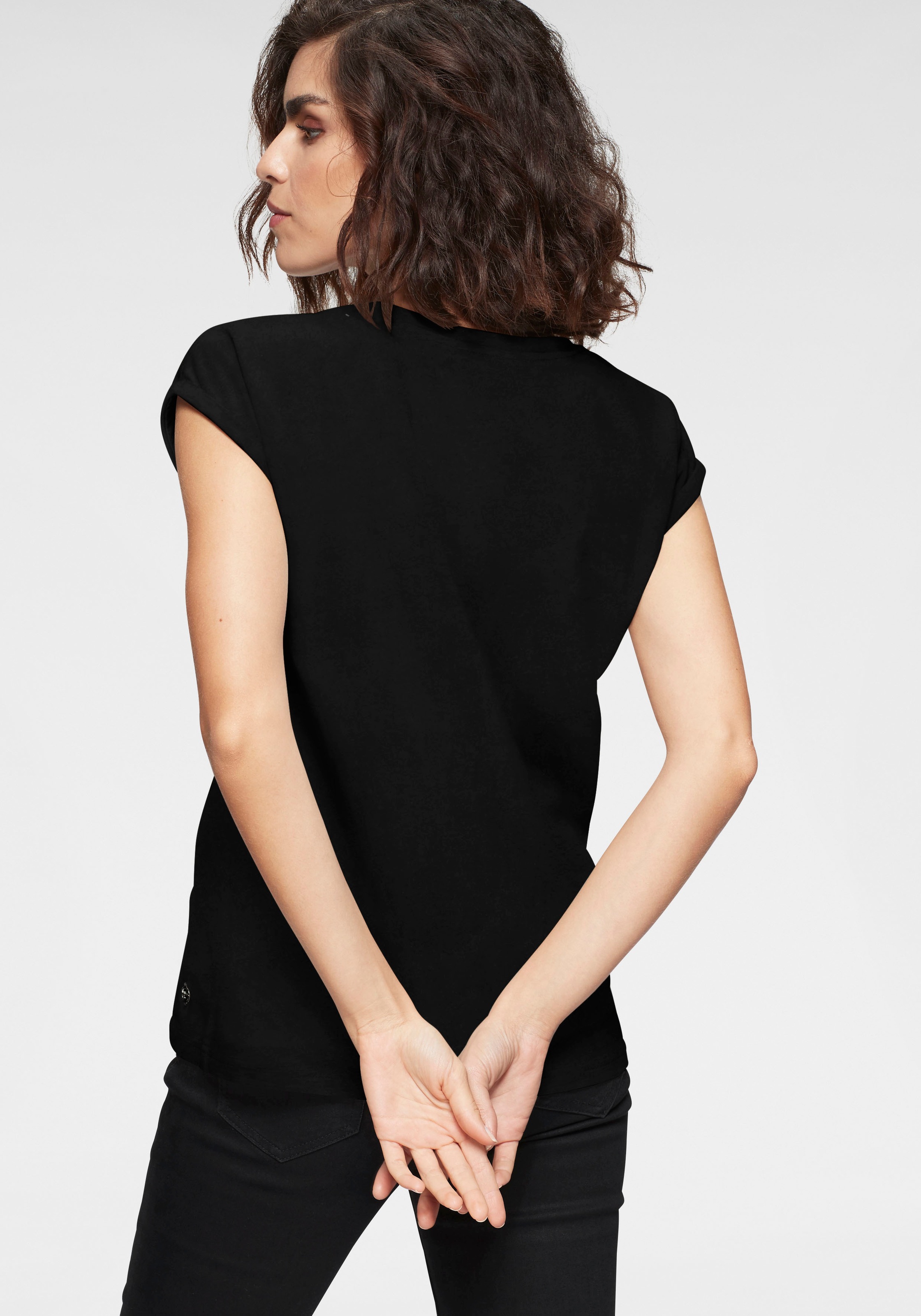 Tamaris T-Shirt Regular Fit, mit überlappenden Schultern, Kurzarm mit Aufsc günstig online kaufen