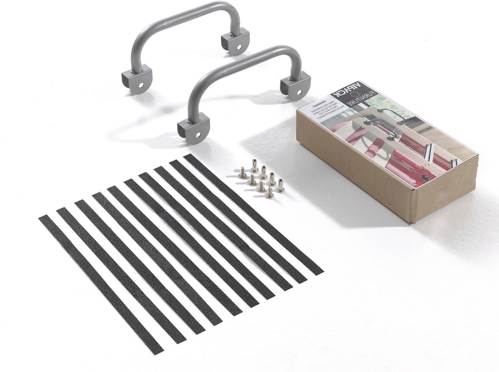 Vipack Bügelgriff »Pino, Metall-Haltegriffe zur nachträglichen Montage am Bett«, (B/H/T ca. 2,4x24x8,5cm, inkl. Anti-Rutsch Tape für die Stufen), kann bei Betten der VIPACK Serie Pino an der Leiter montiert werden