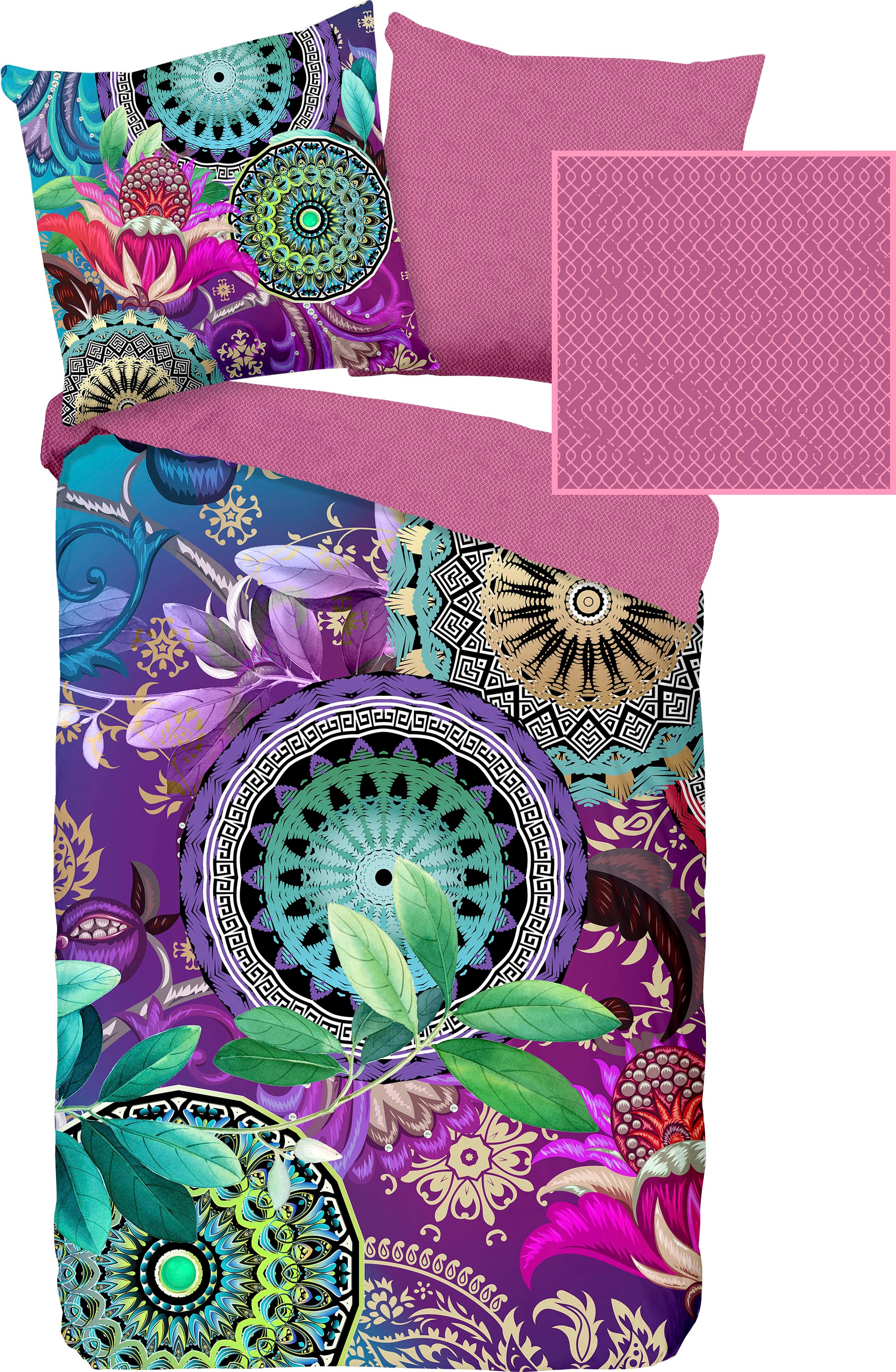 hip Wendebettwäsche "Axelle" 3 Stk. tlg. Mako-Satin, 135x200, Reißverschlus günstig online kaufen
