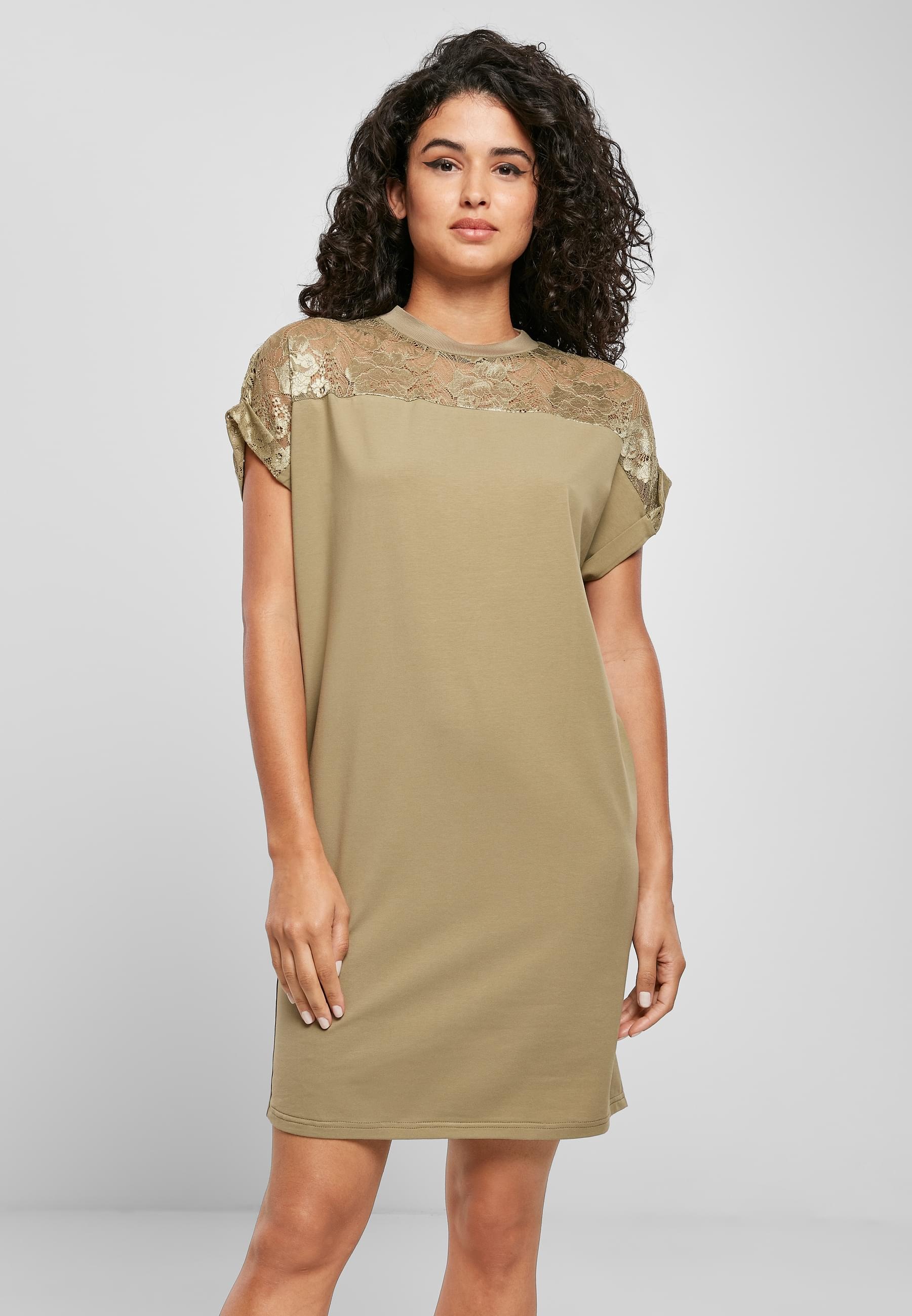 URBAN CLASSICS Shirtkleid »Urban Classics Damen Ladies Lace Tee Dress«, (1 tlg.)