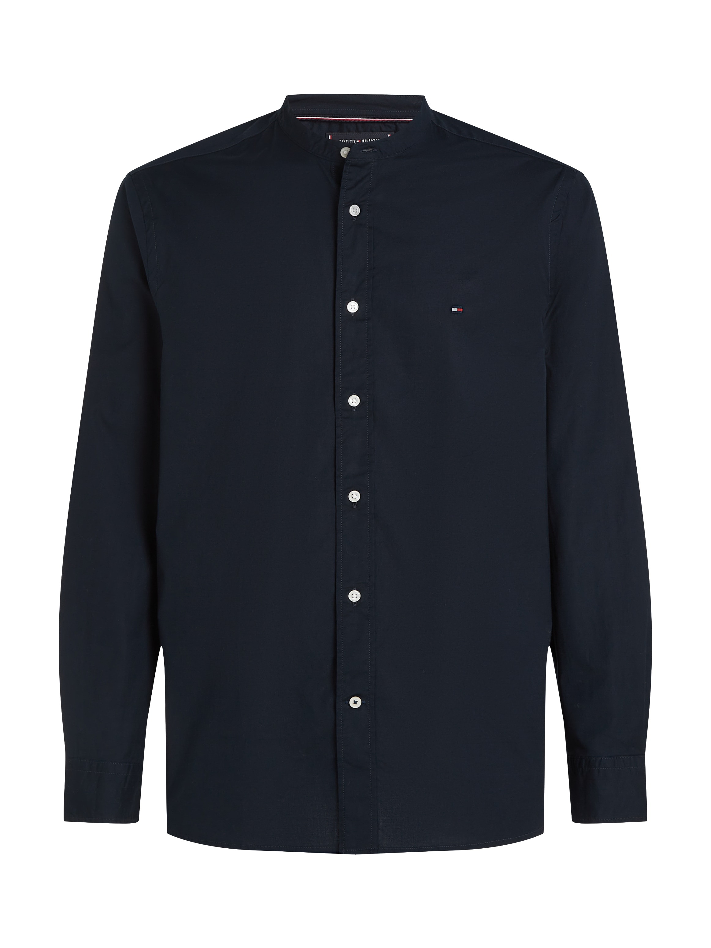 Tommy Hilfiger Langarmhemd »NATURAL SOFT SOLID MAO RF SHIRT«, mit Tommy Hilfiger Markenstreifen innen am Ärmelschlitz