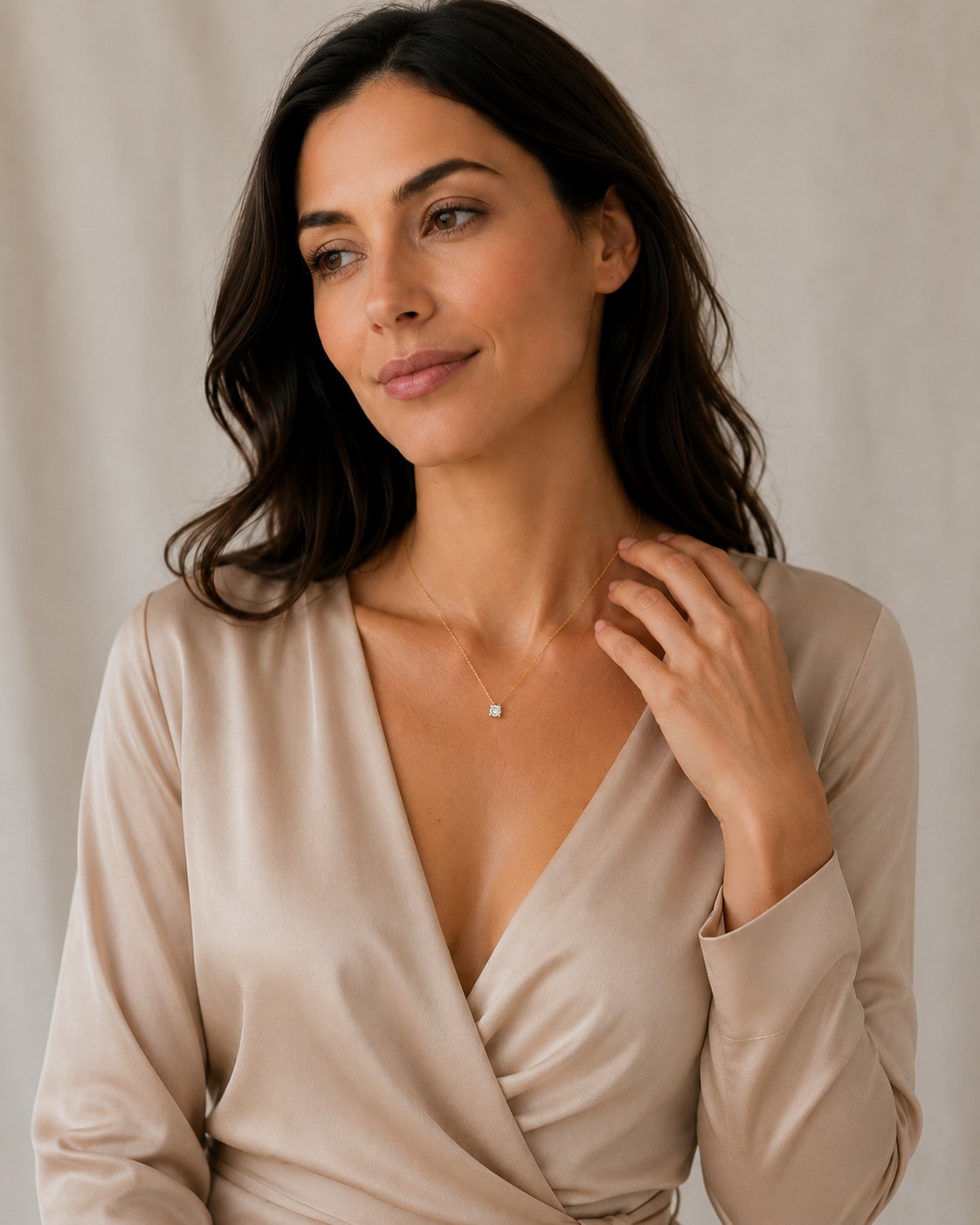 ONE ELEMENT Kette mit Anhänger »Collier Halskette aus 585 Gold - 45 cm« mit 1 Lab Grown Diamant / Labordiamant 0,25 ct
