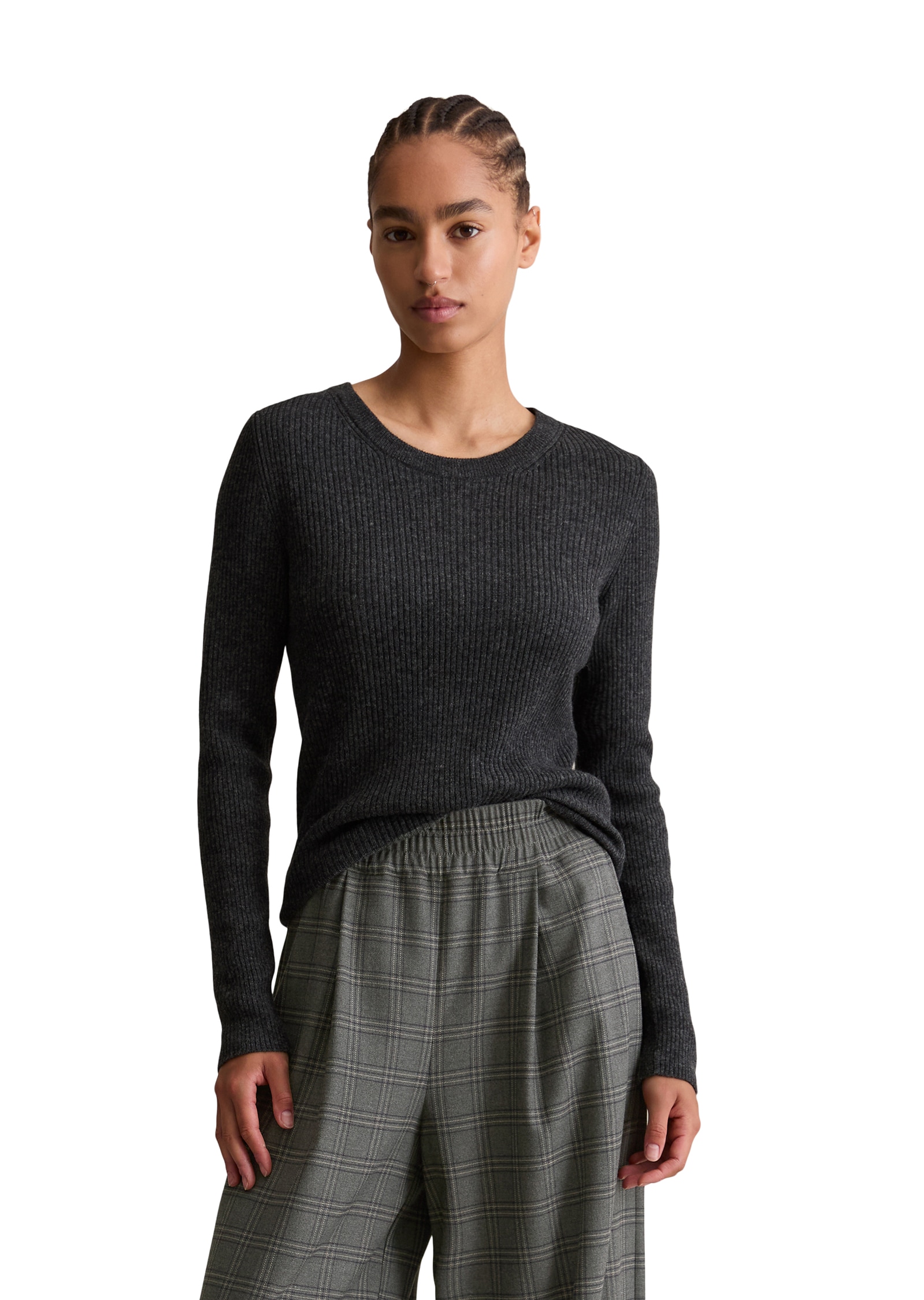 Marc OPolo DENIM Rundhalspullover Rippstrick aus softem Schurwolle-Mix, sli günstig online kaufen