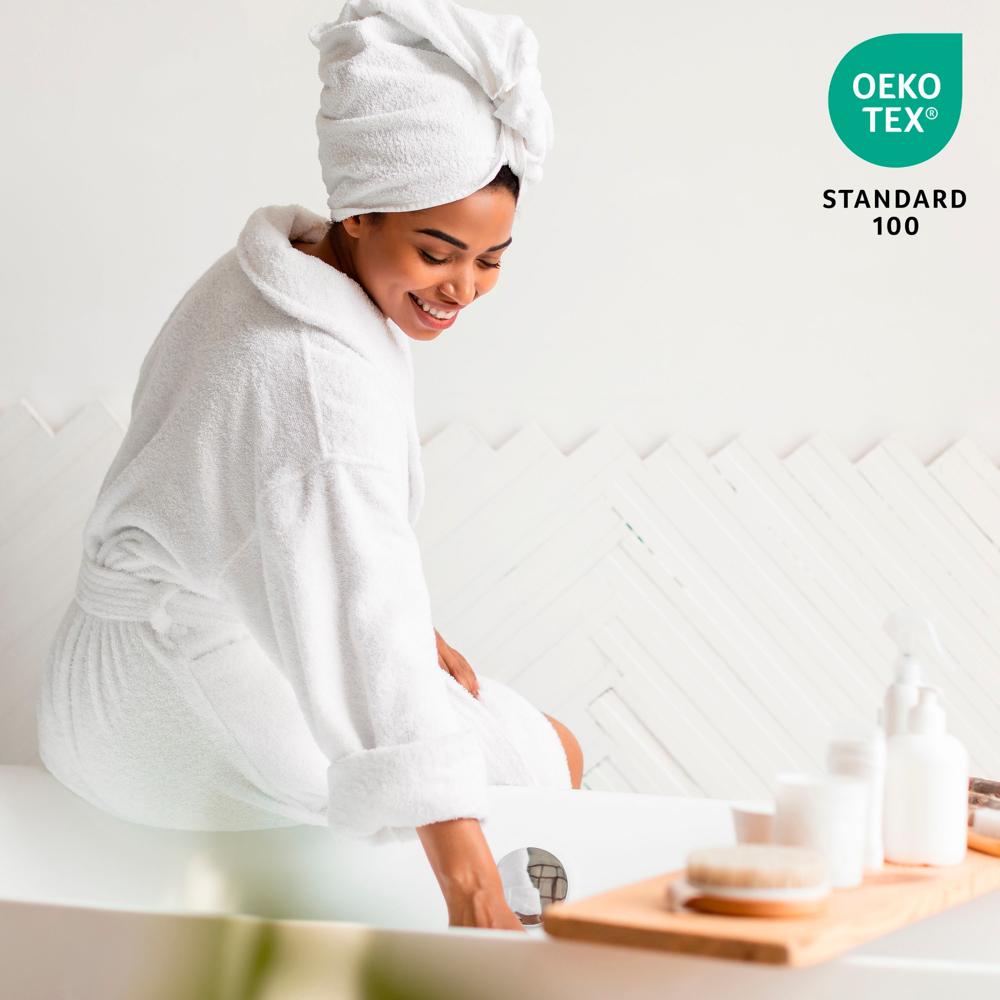 OTTO home Saunatuch »Corrin, 2 Premium Saunatücher, 500 gr/m², 90x180cm« 100% Baumwolle, mit Struktur, weich, uni, 5 Jahre Garantie