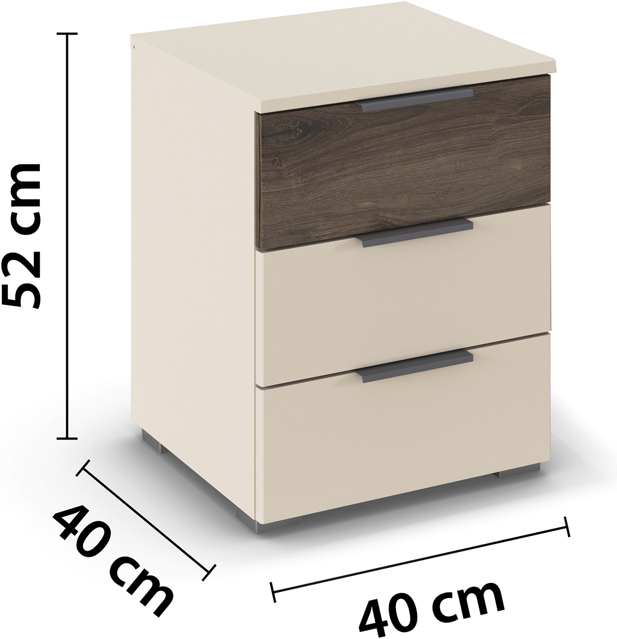 rauch Nachtkommode »Nachttisch-Set Nachtkonsole Beistelltisch Kommode Sideboard SAJO«, (Set, 2 St.), mit 3 Schubladen, obere Schublade farblich abgesetzt MADE IN GERMANY