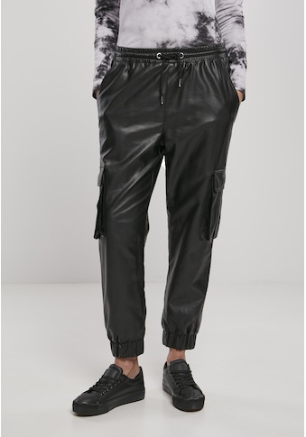 Cargohose »Urban Classics Damen Ladies Faux Leather Cargo Pants«, (1 tlg.)