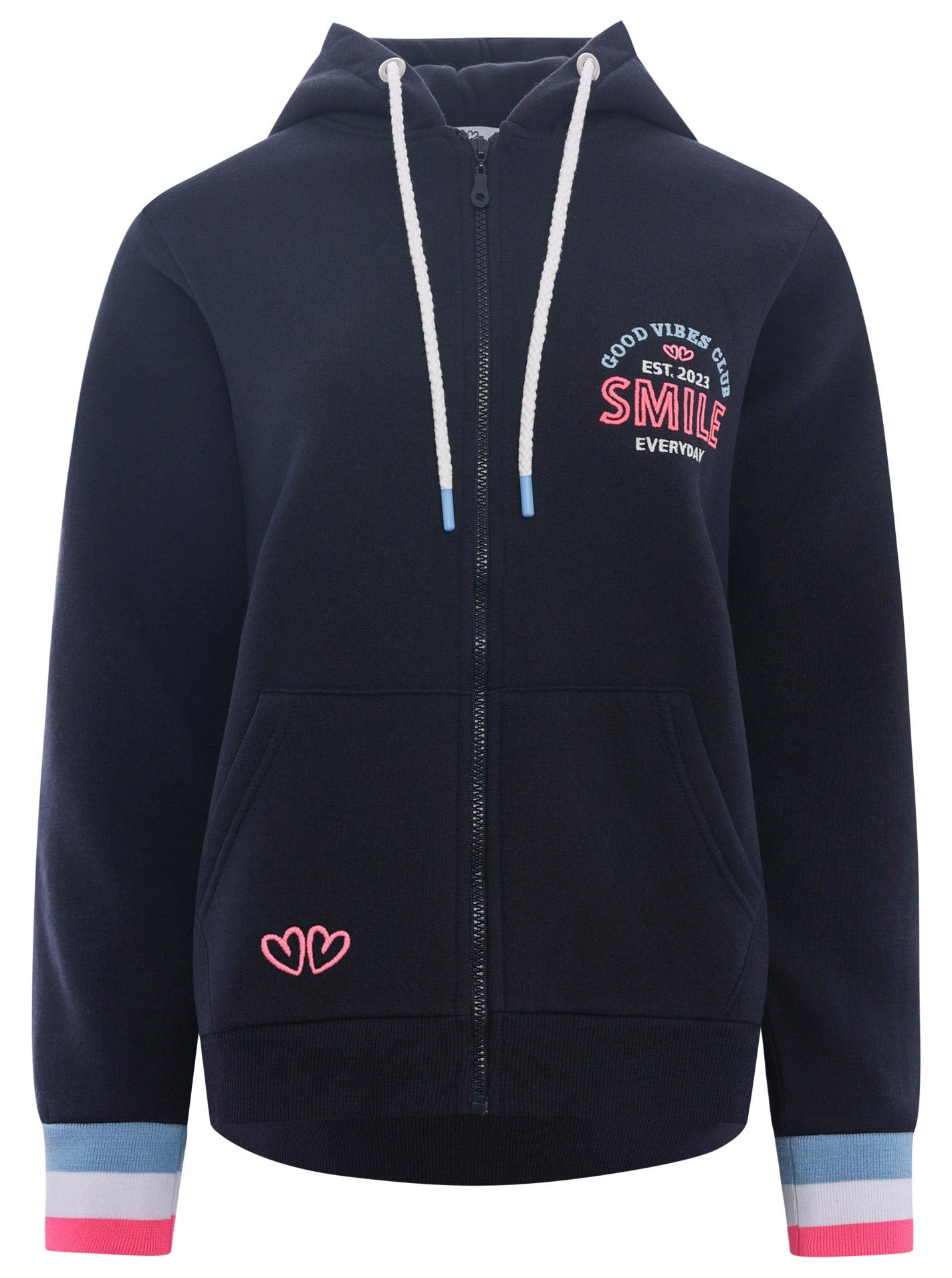 Zwillingsherz Sweatjacke, Kapuze, Langarm, Stickerei am Rücken, Langarm, Re günstig online kaufen