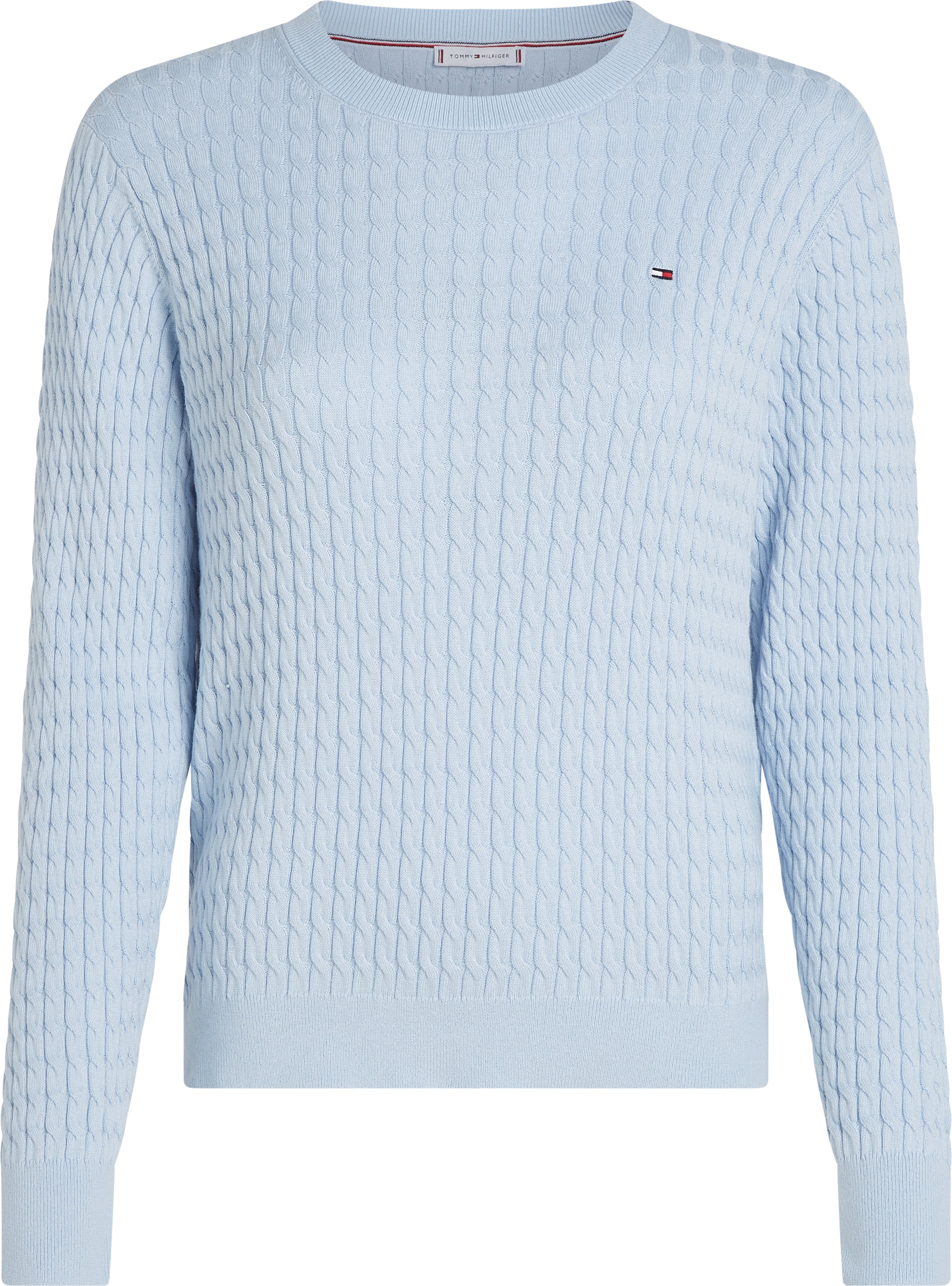 Tommy Hilfiger Rundhalspullover »CO CABLE C-NK LS SWEATER«, mit Zopfmuster