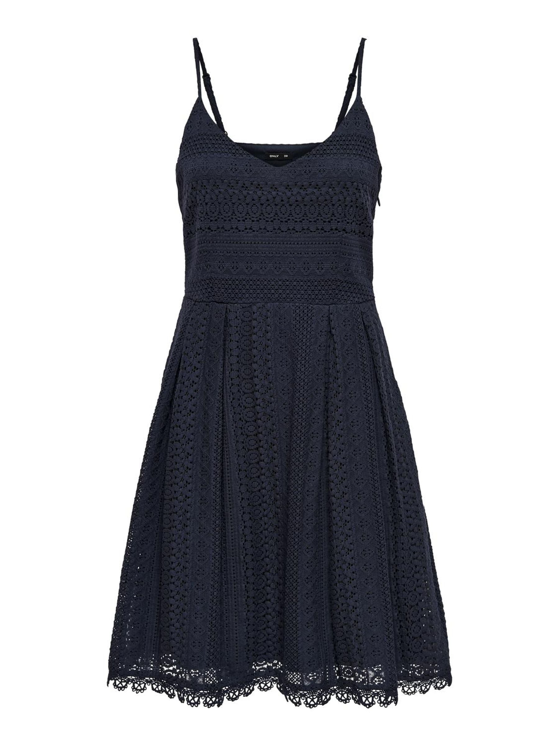ONLY Trägerkleid »ONLHELENA LACE S/L SHORT DRESS WVN«, mit Spitzen-Detail