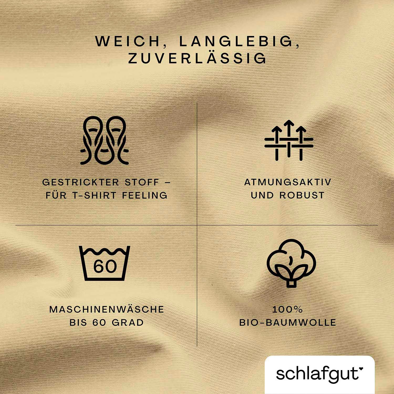 Thumbnail - Schlafgut Spannbettlaken "CASUAL Bettlaken 100% gekämmte Bio-Baumwolle, 150 g/m², Spannbetttuch" Bettlaken bis 25 cm Höh...