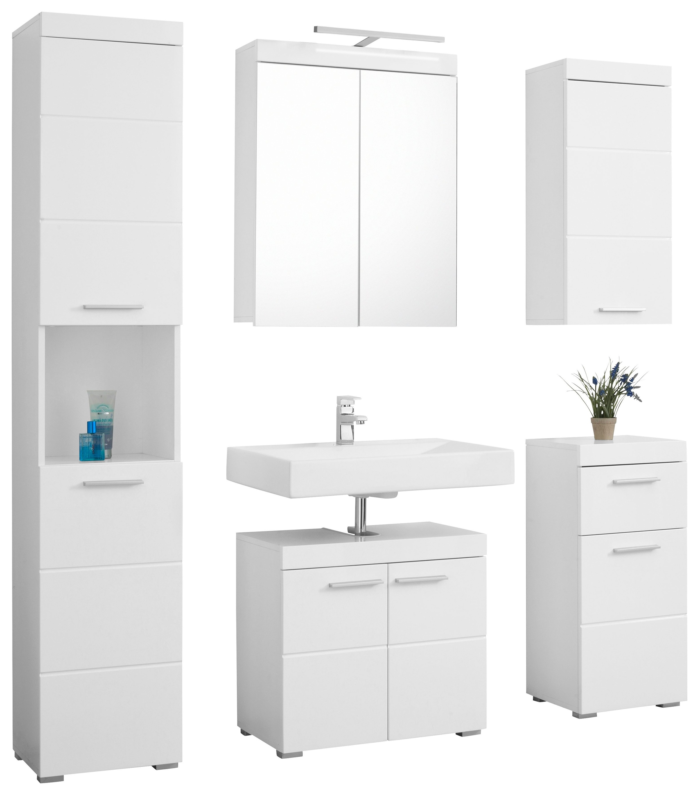 welltime Badmöbel-Set "Avena", (Set, 5 St.), Hochschrank, WBU, Spiegelschra günstig online kaufen