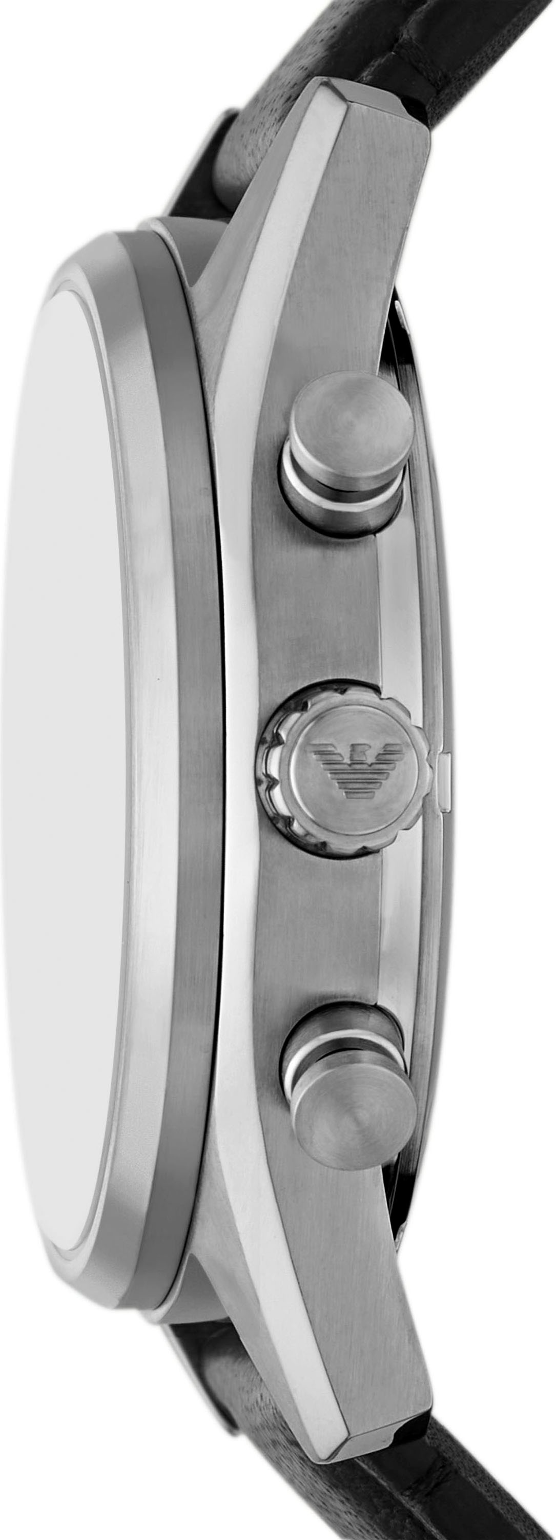 Emporio Armani Chronograph, Quarzuhr, Armbanduhr, Herrenuhr, Lederarmband, analog, Tag