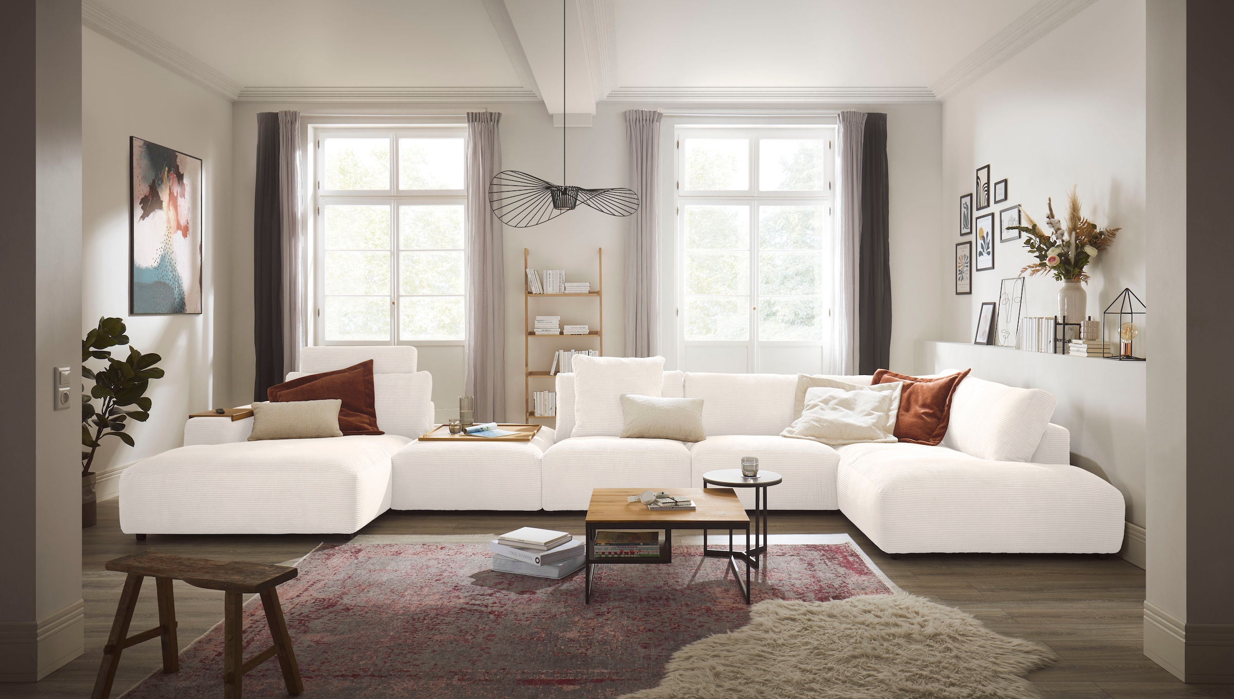 Musterring Wohnlandschaft "Lucia viel Platz, bequem, U-Form" Cord-Bezug, inklusive Kopfstütze, Gesamtbreite 524 cm