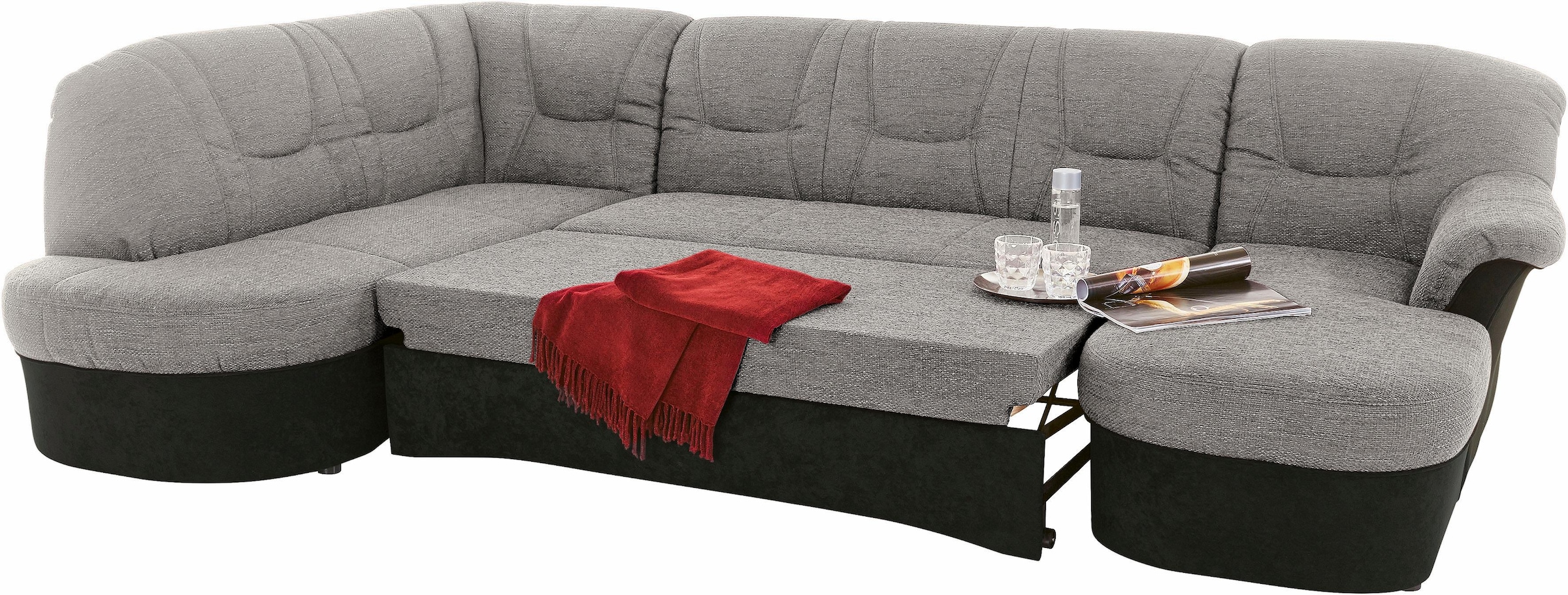 DOMO collection Wohnlandschaft »Sarafina, zeitlos und komfortabel, optional mit Federkern, U-Form«, wahlweise mit Bettfunktion