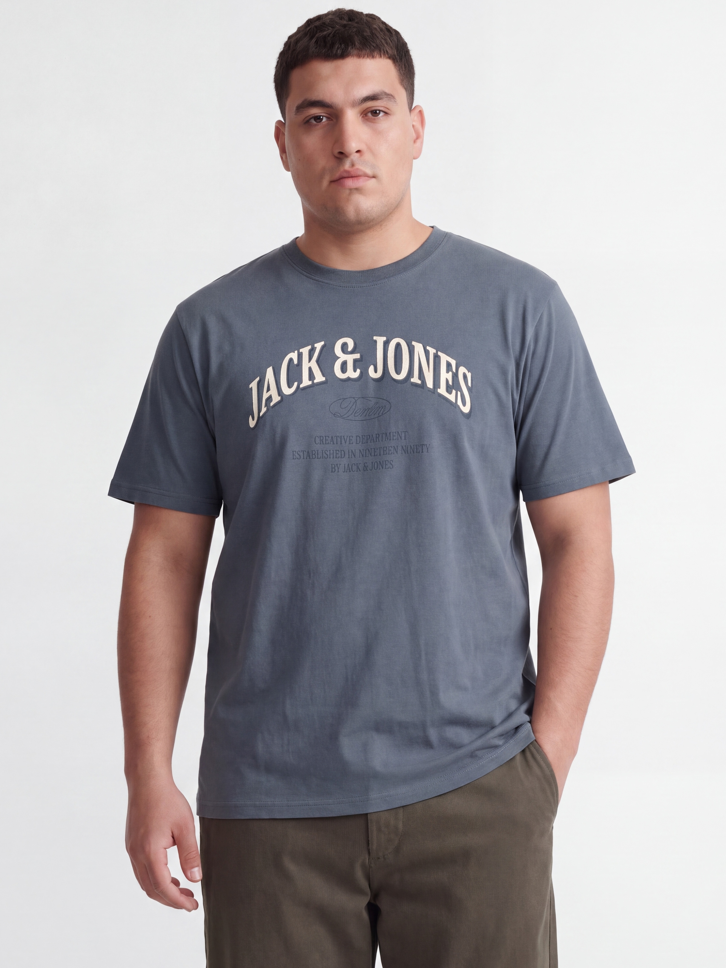 Jack & Jones PlusSize T-Shirt "JJEDENVER LOGO TEE SS O-NECK SN PLS" Baumwolle, locker geschnitten