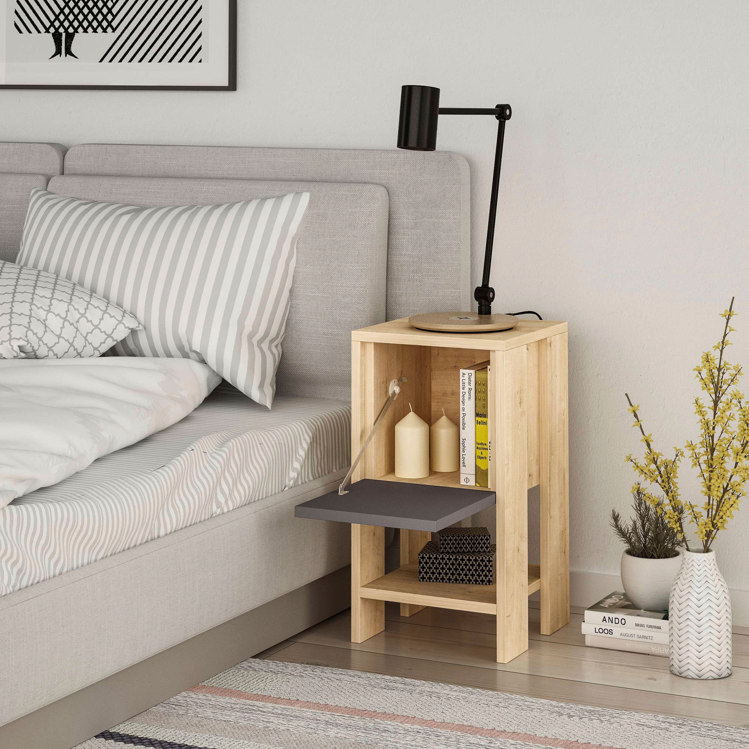 Decortie Nachttisch »EMA NACHTTISCH«, (Packung, 1 St.), Naturfreundlich, Leichte Montage, Lagerung, Platzsparend