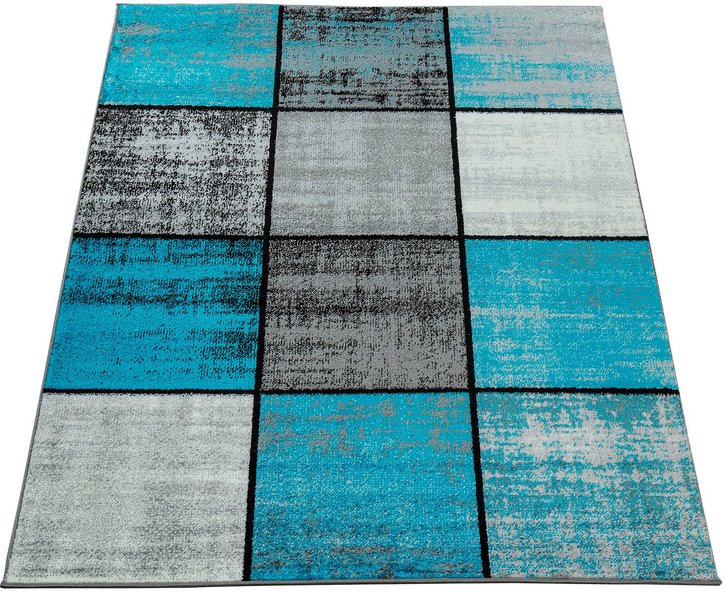 Paco Home Teppich »Mondial 102«, rechteckig, 13 mm Höhe, Kurzflor, modernes kariertes Design