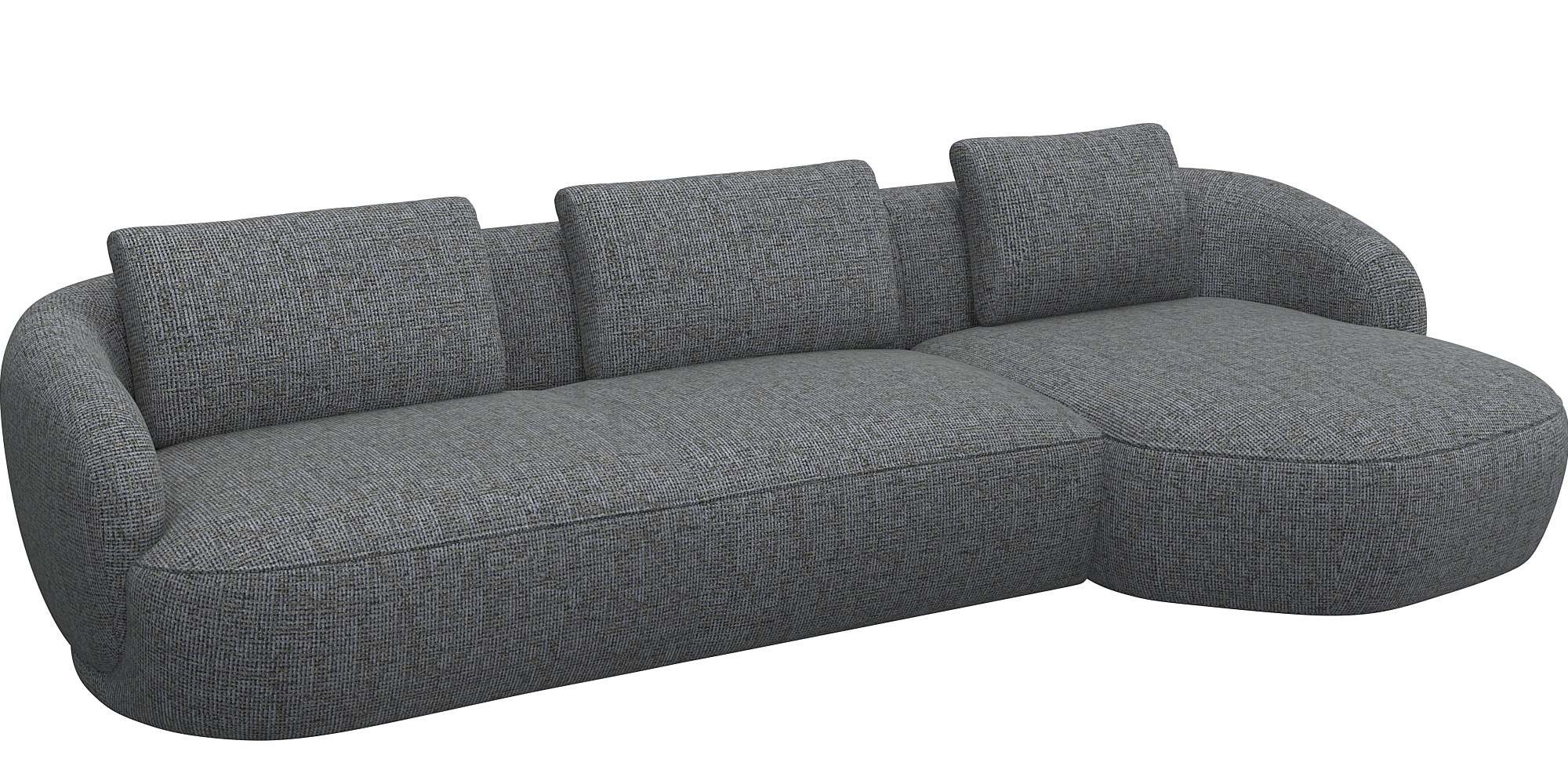 FLEXLUX Wohnlandschaft »Torino, rund, L-Form, Sofa-Ecke mit Recamiere, Longchair-Sofa«, Modernes, organisches Sofa-Design, Kaltschaum, Wellenunterfederung