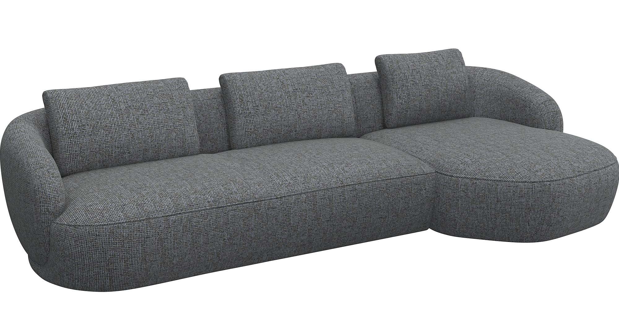 FLEXLUX Wohnlandschaft "Torino, rund, L-Form, Sofa-Ecke mit Recamiere, Long günstig online kaufen