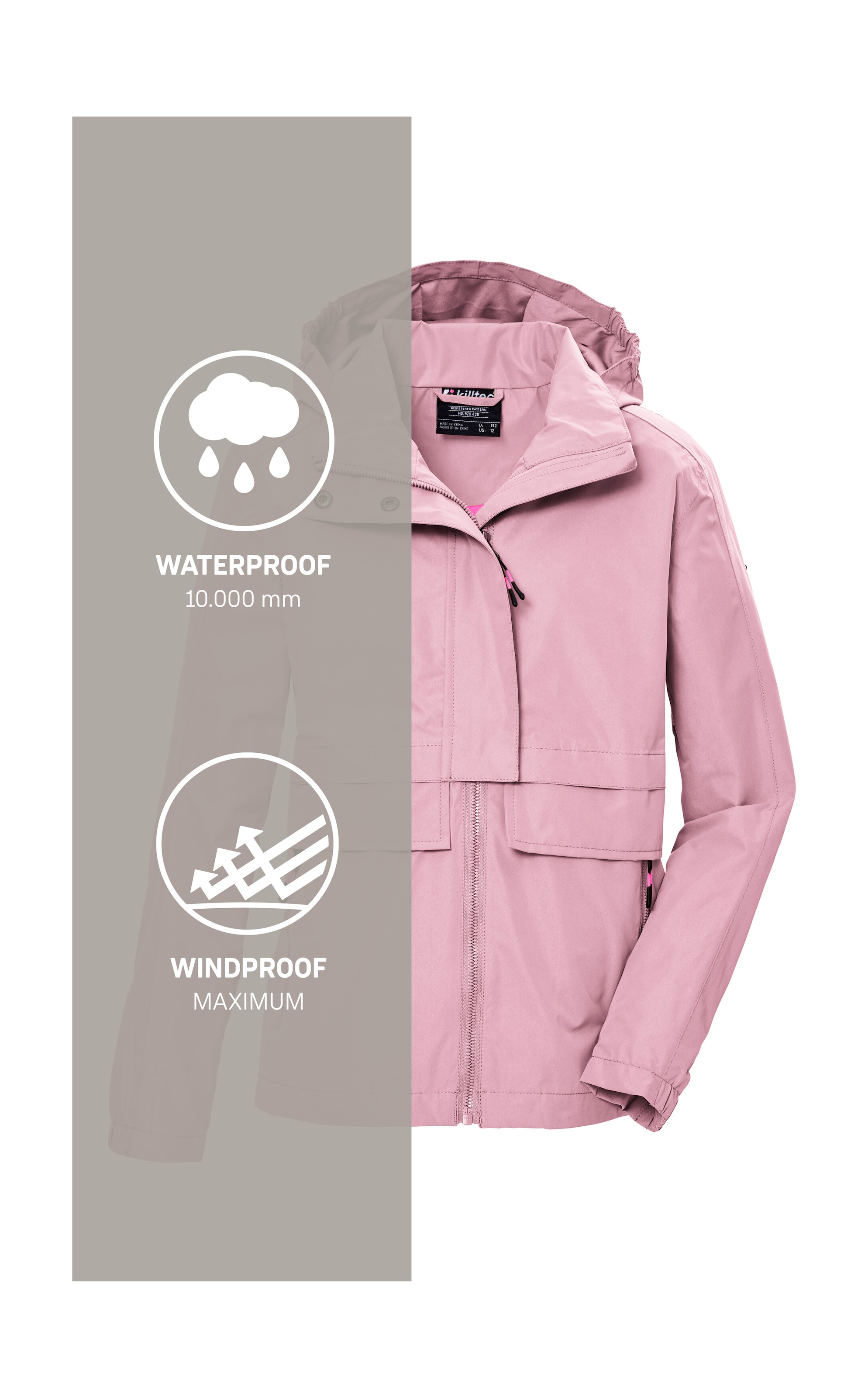Killtec Funktionsjacke »KOS 149 GRLS JCKT«, regulierbare Kapuze, wasserdicht, PFAS-frei imprägniert