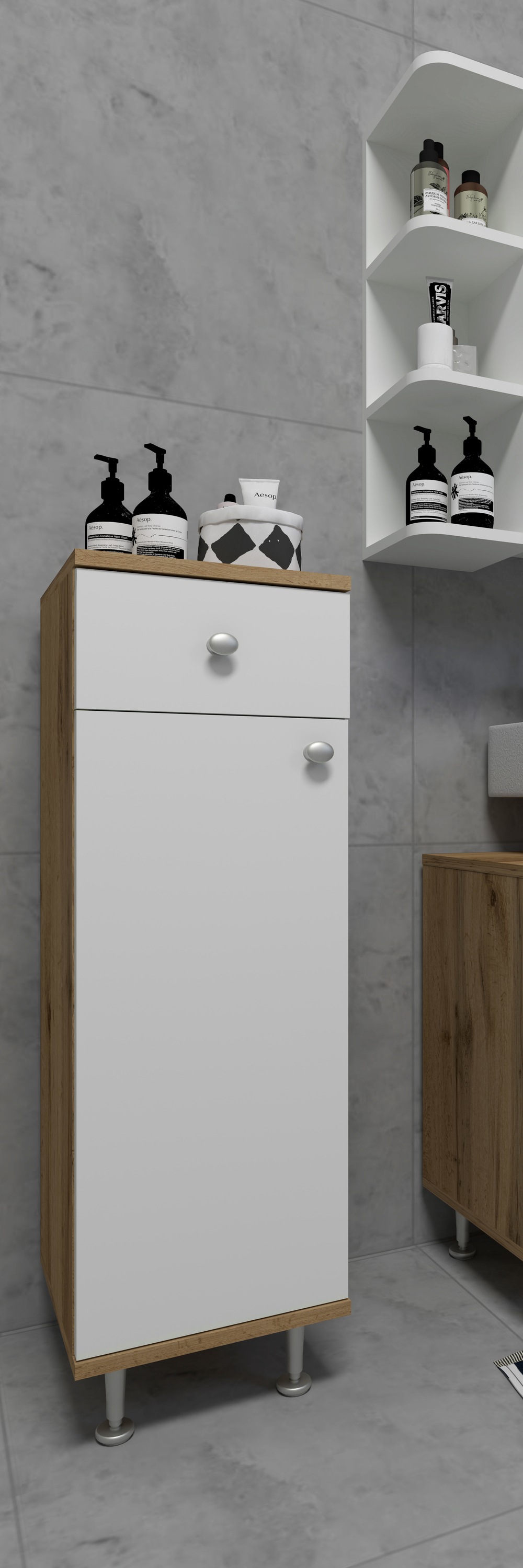 VCM Midischrank »Badmöbel Midischrank Badschrank Schublade Nilosi«