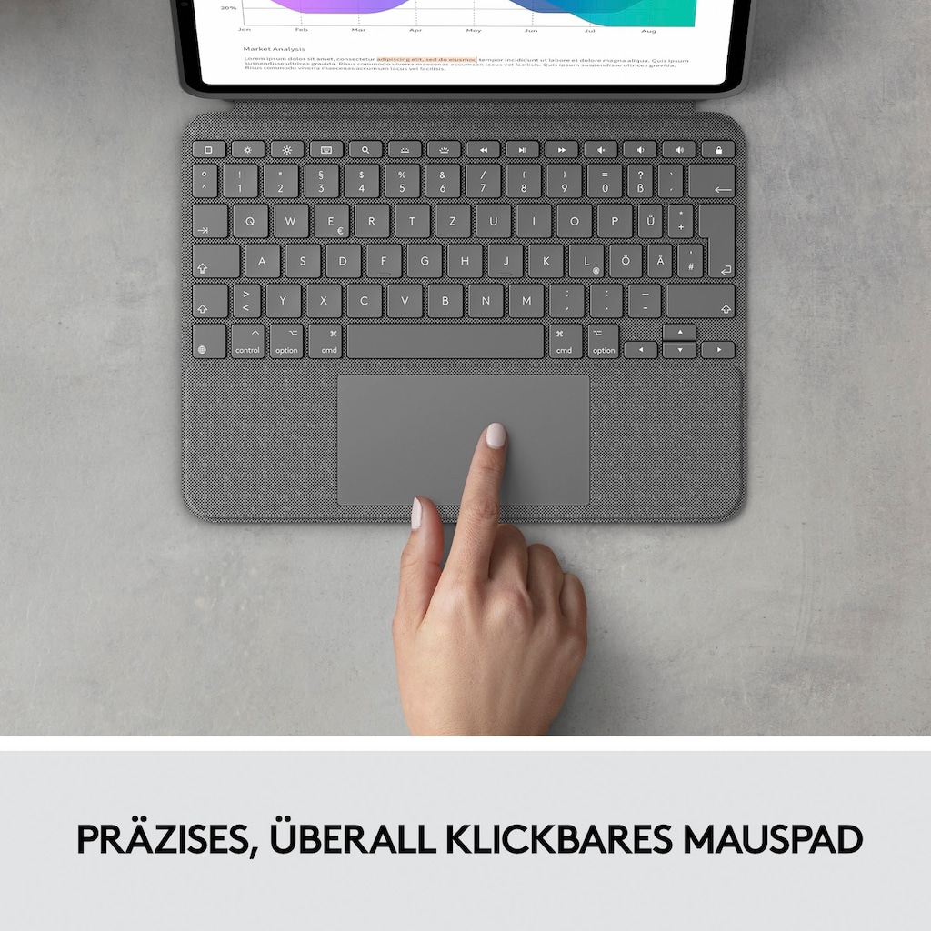 Logitech iPad-Tastatur »Combo Touch iPad Pro 11 Zoll«, (ausklappbare Füße-Multimedia-Tasten)