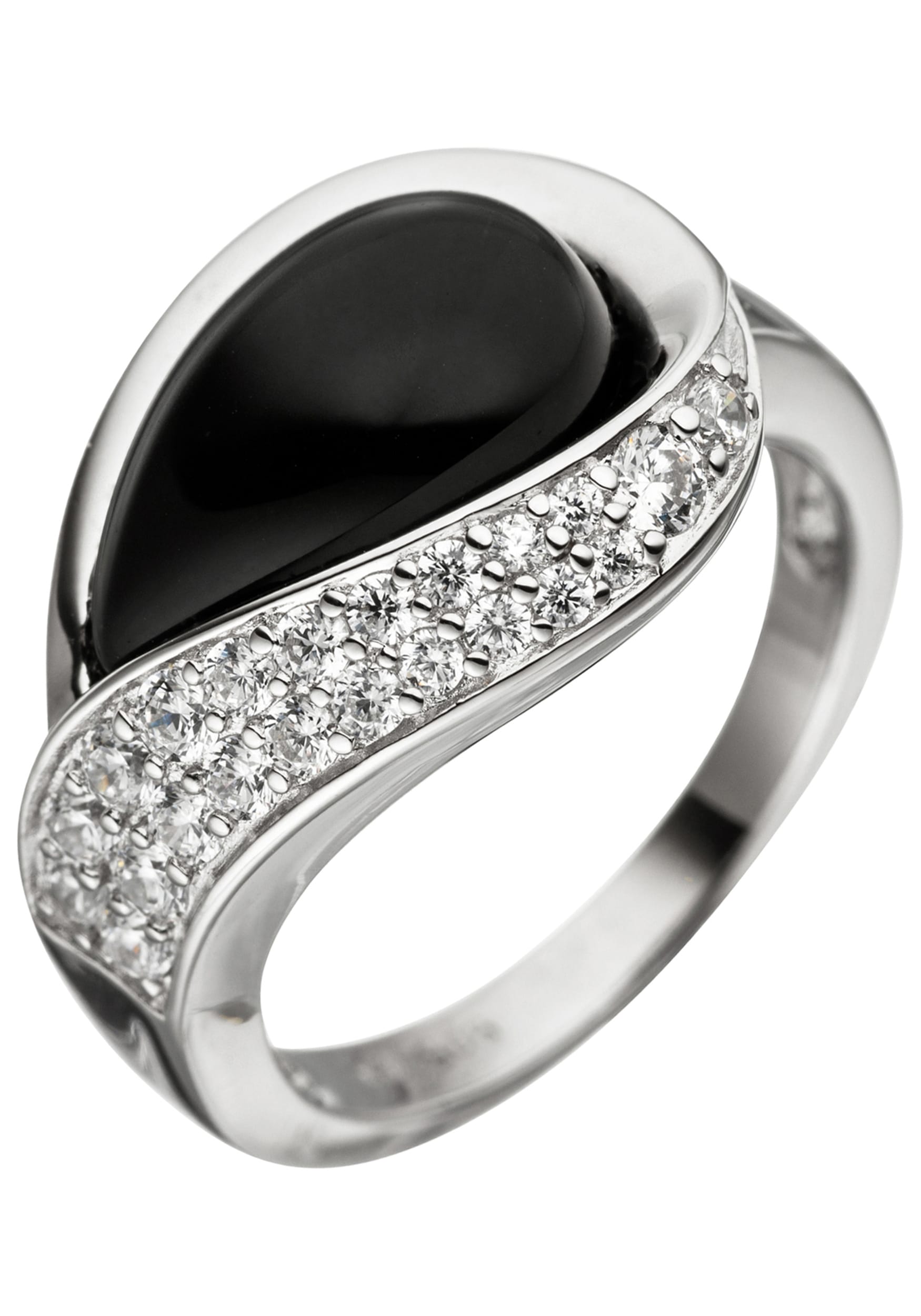 Silberring, 925 Silber mit Onyx und Zirkonia