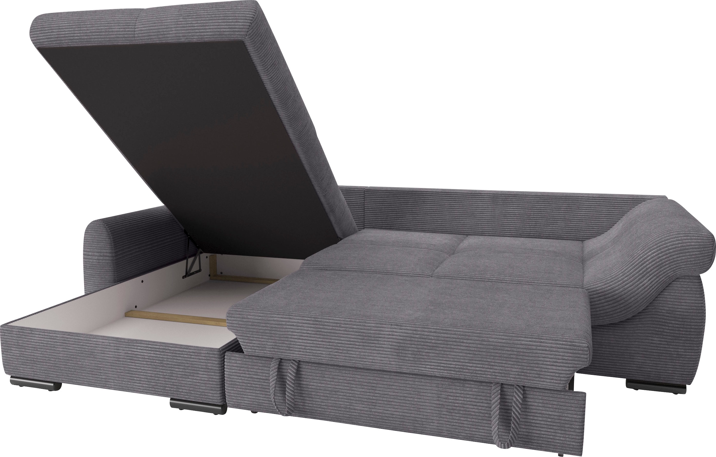 Mr. Couch Ecksofa »Livorno DuraFlex L-Form«, inkl. Hochschläfer-Bettauszug, XL-Bettkasten weiß beschichtet