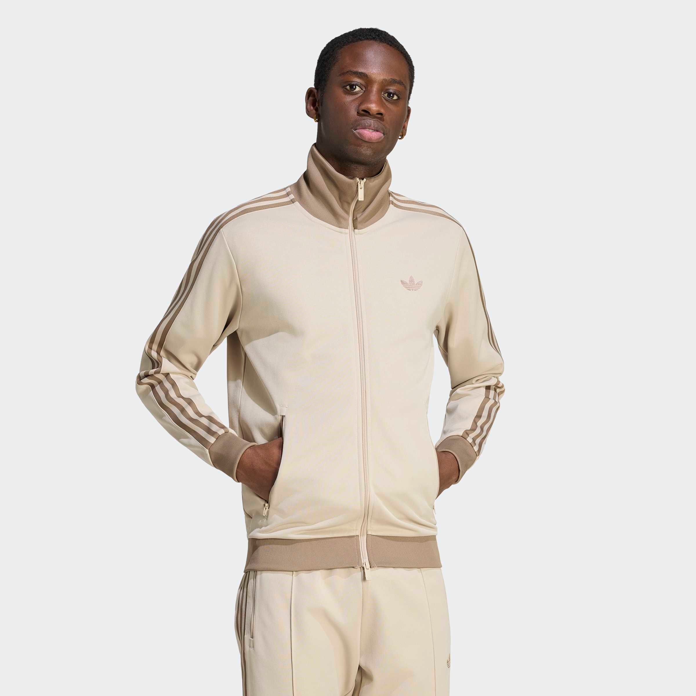 adidas Originals Trainingsjacke "BECKENBAUER ORIGINALS" mit Rundhalsausschnitt, aus Baumwolle und Polyester, in normaler Länge
