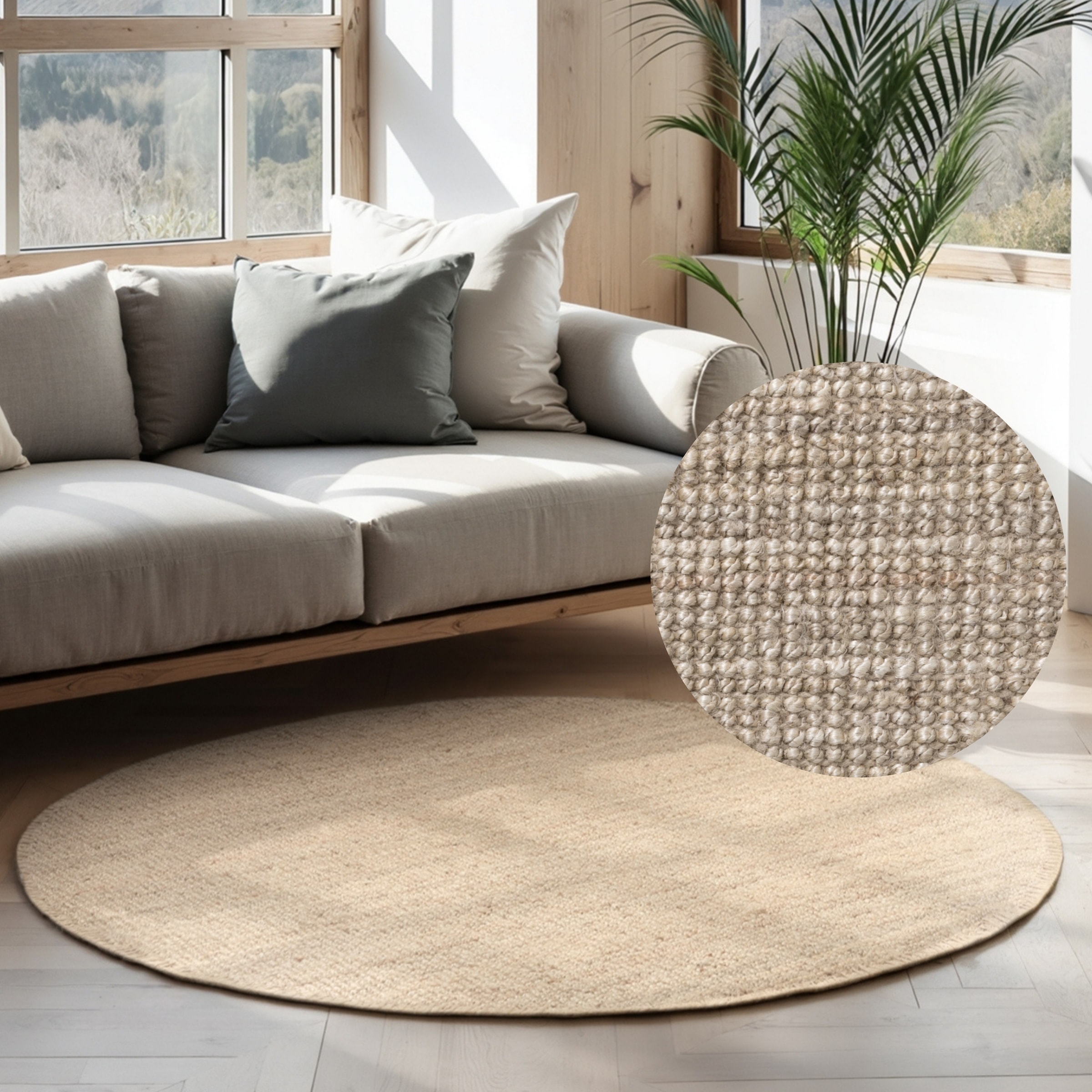 HANSE Home Teppich "Jaipur Juteteppich, als Läufer und in Rund" rund 10 mm Höhe 100% Naturfaser, Wohnzimmer, Esszimmer, Schlafzimmer, GRS