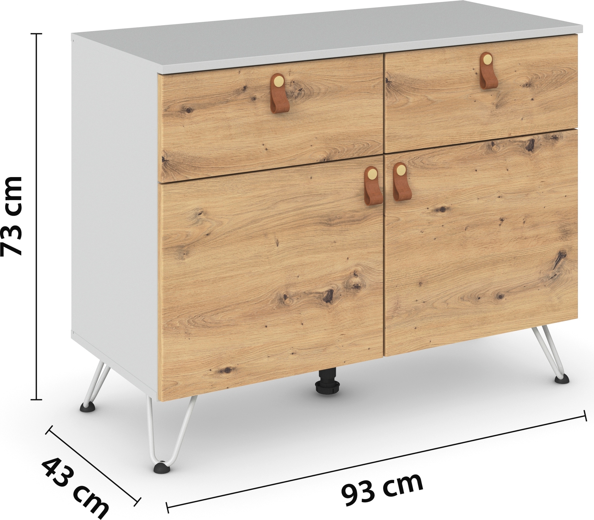 rauch Kombikommode »Homey by Aditio«, mit Grifflaschen in Leder, 2 Schubladen mit Softclose-Funktion