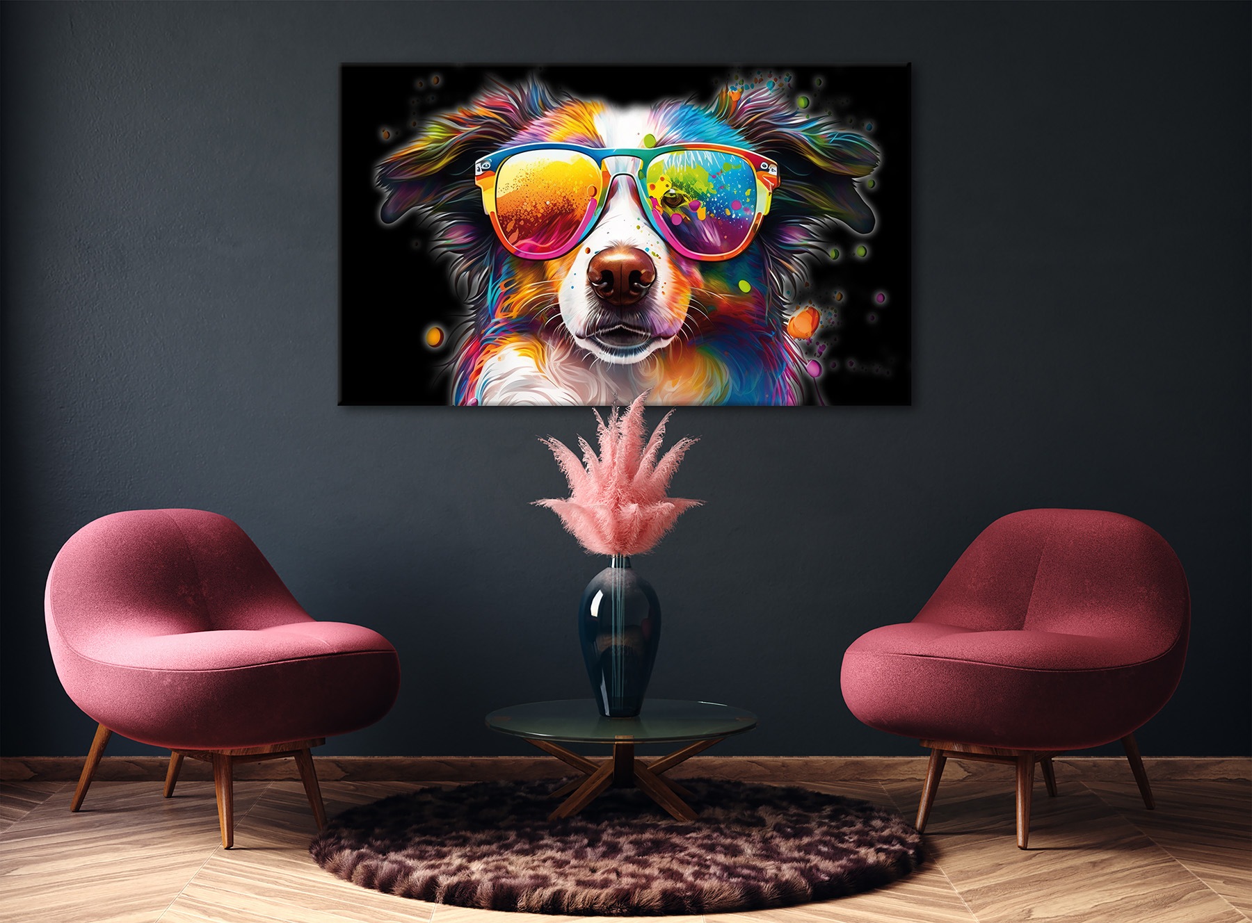 Bönninghoff Leinwandbild »Wandbild BUNTER HUND XXL 90x150 cm – Leinwandbild Keilrahmen Deko« Hundebilder 1 Stk. tlg. auf Keilrahmen gespannt
