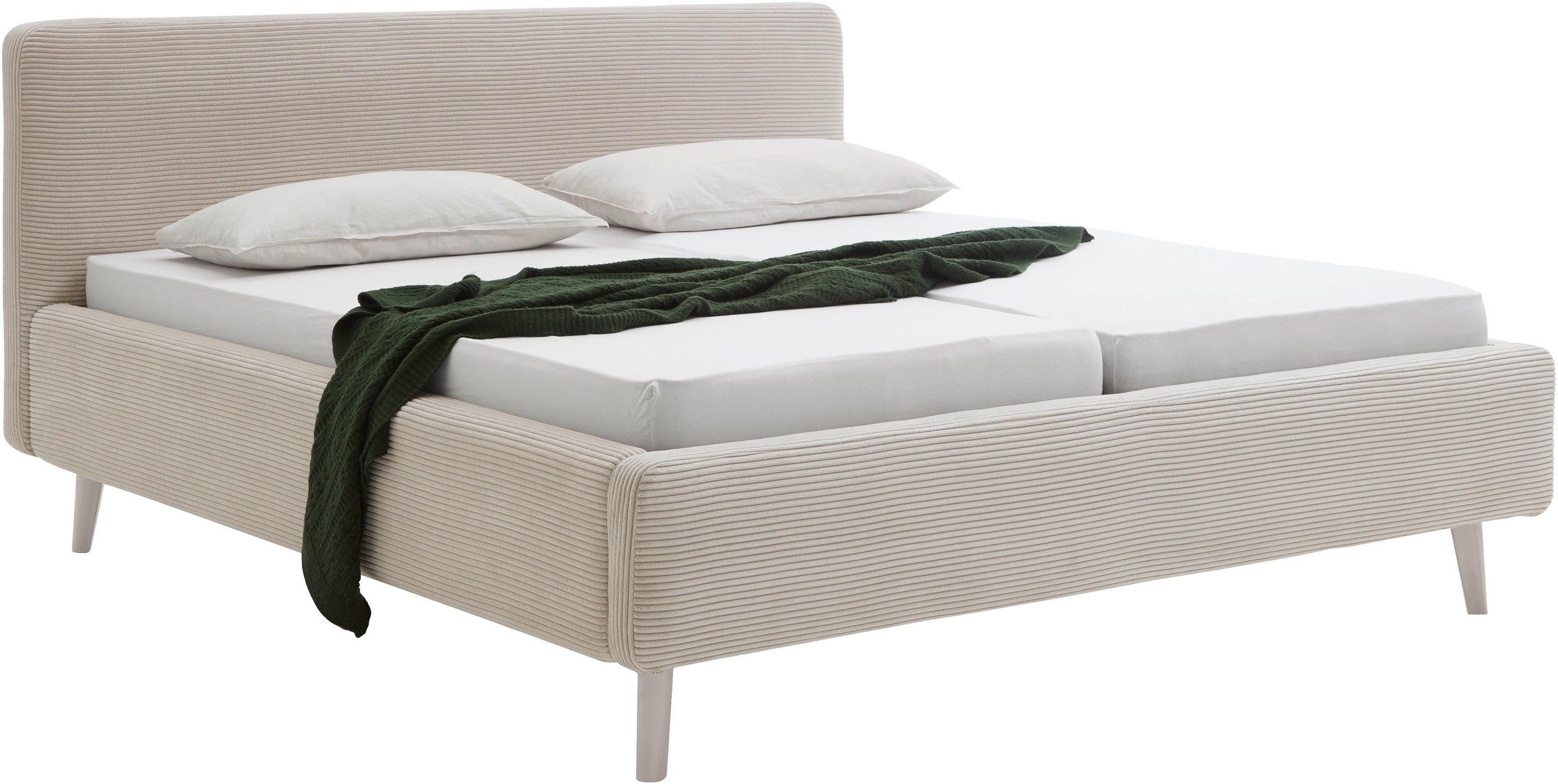 Polsterbett MEISE.MÖBEL, B:201cm H:105cm L:218cm, beige, Betten, "MATTIS mit sandfarbenem Fuß, wahlweise mit Bettkasten", in verschiedenen Breiten,