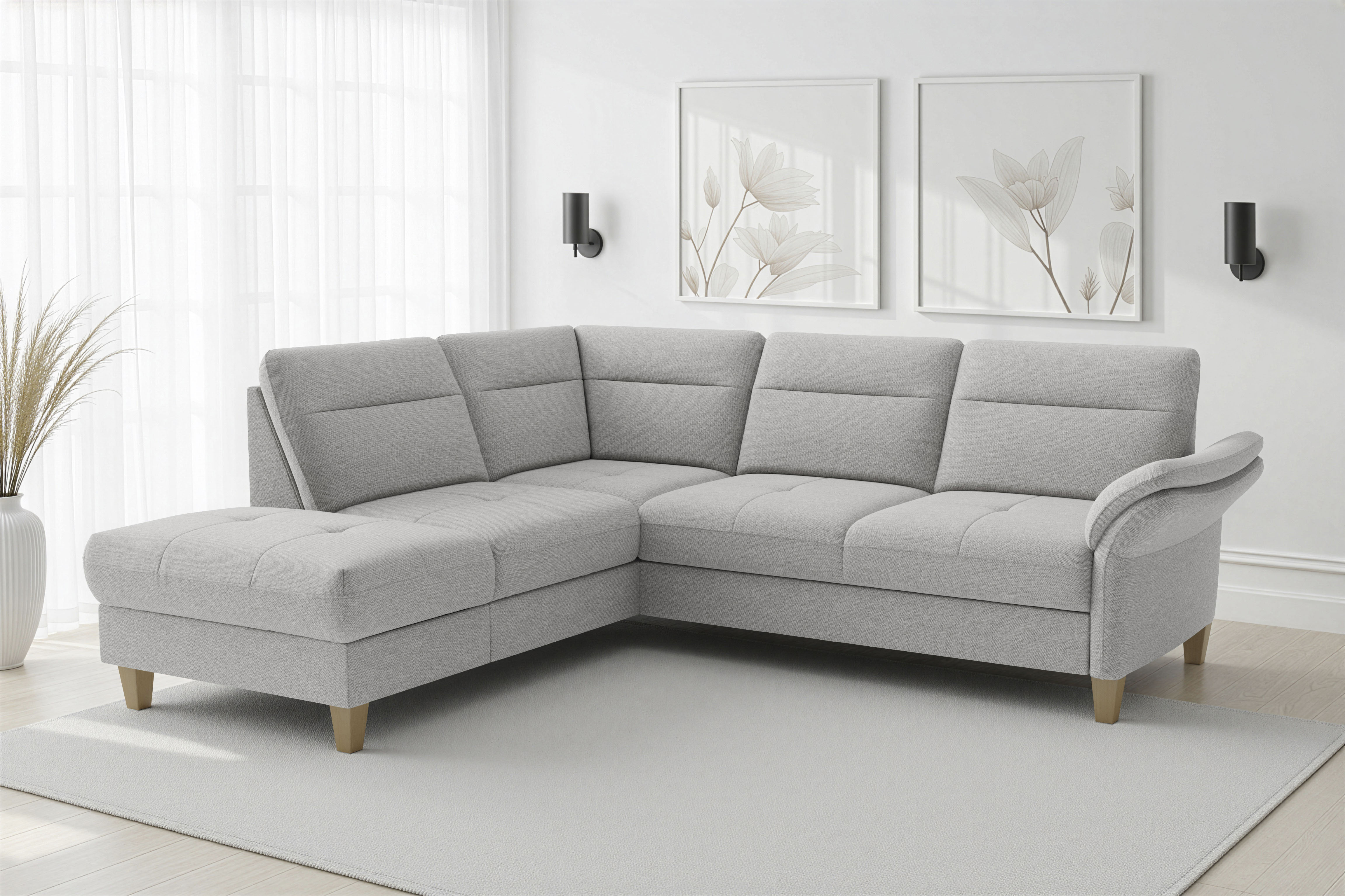 sit&more "Pamela L-Form, B: 218 cm, optional Schlaffunktion & Bettkasten" mit Federkern
