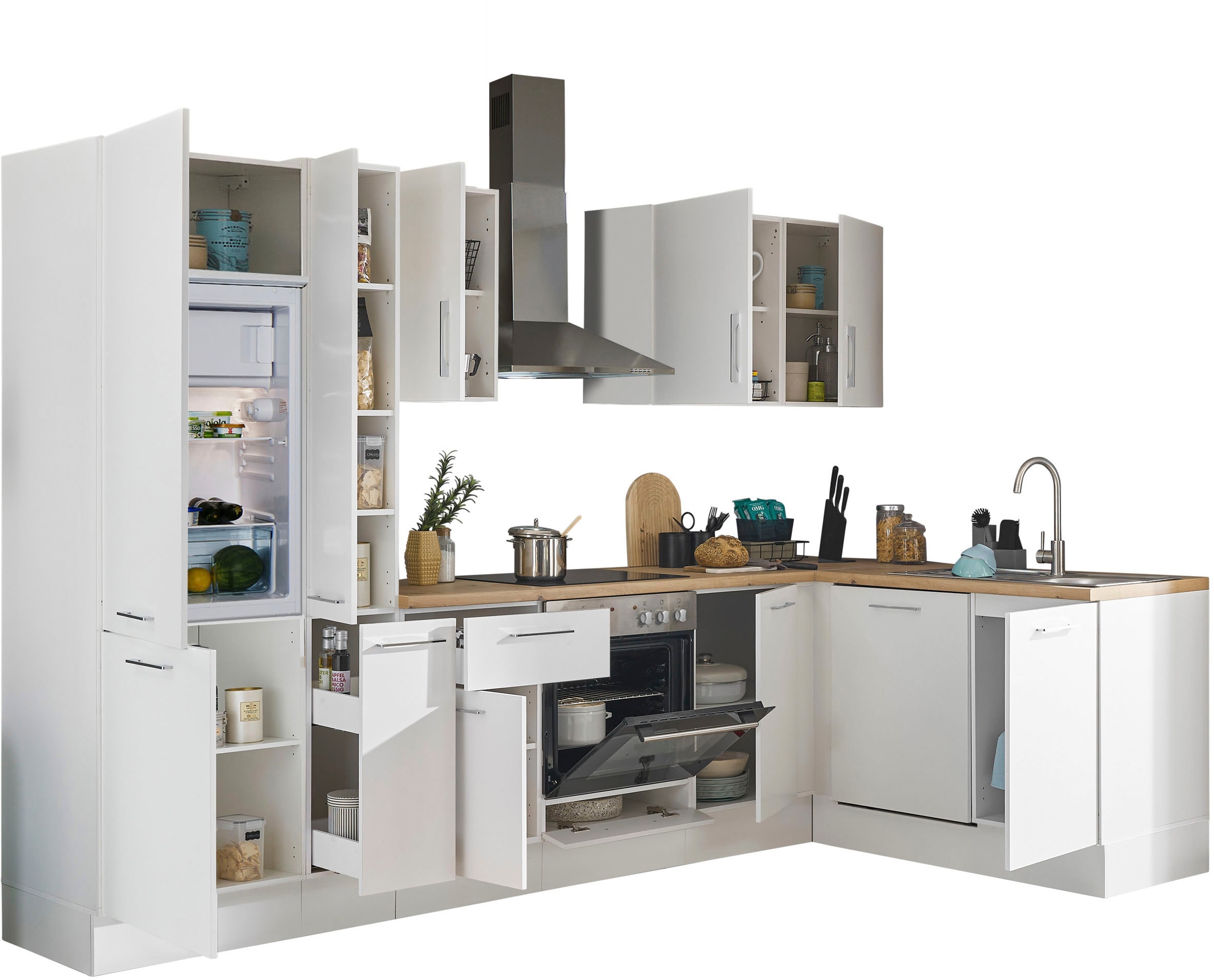 BASIC by Balculina Winkelküche »Turin«, Stellbreite 310x175 cm, wahlweise mit E-Geräten