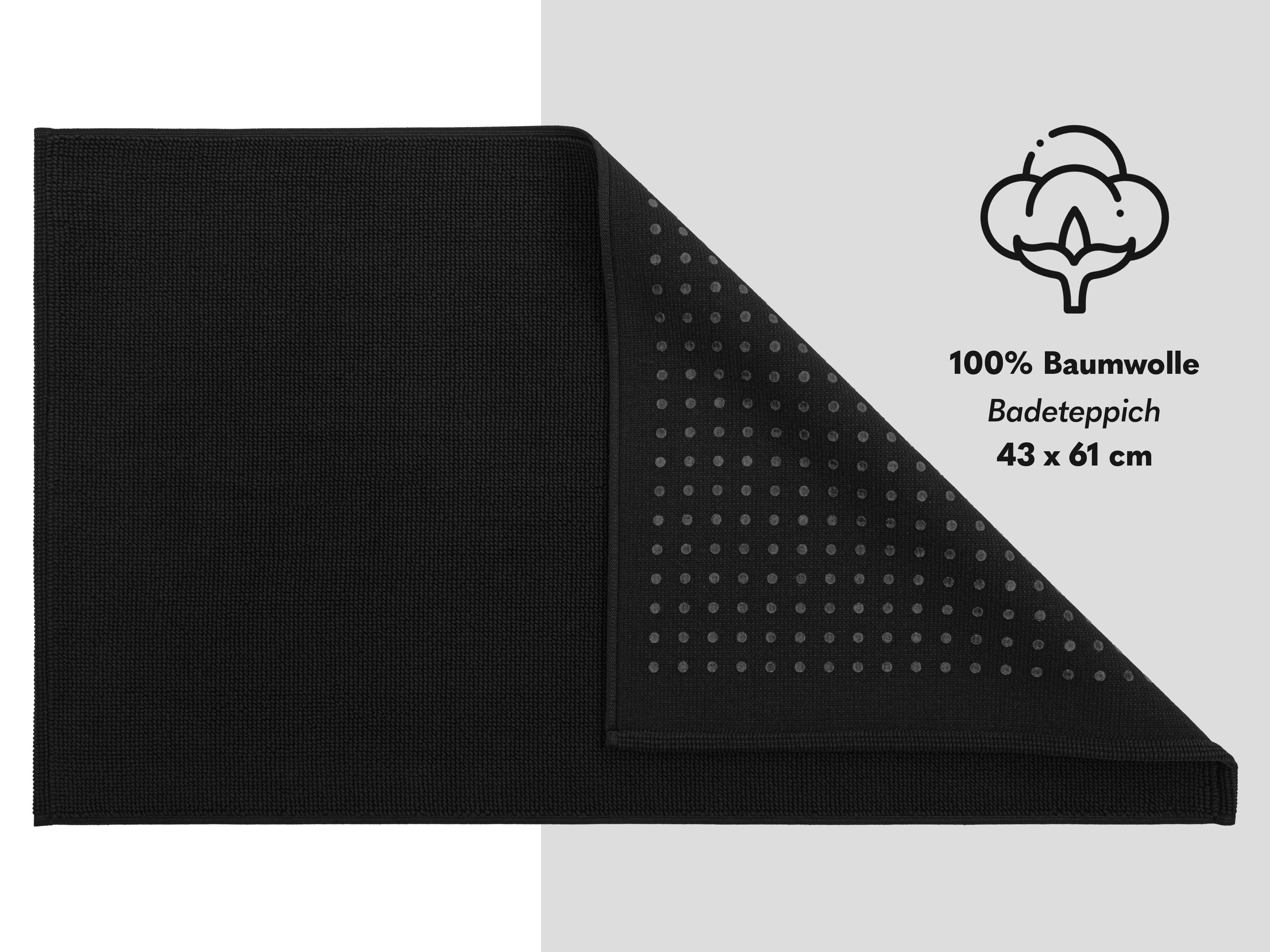 Thumbnail - HAMMETEX Badematte "rutschfeste Badvorleger" Höhe 7,5 mm rutschhemmend beschichtet strapazierfähig einfarbig, 100% Baumw...