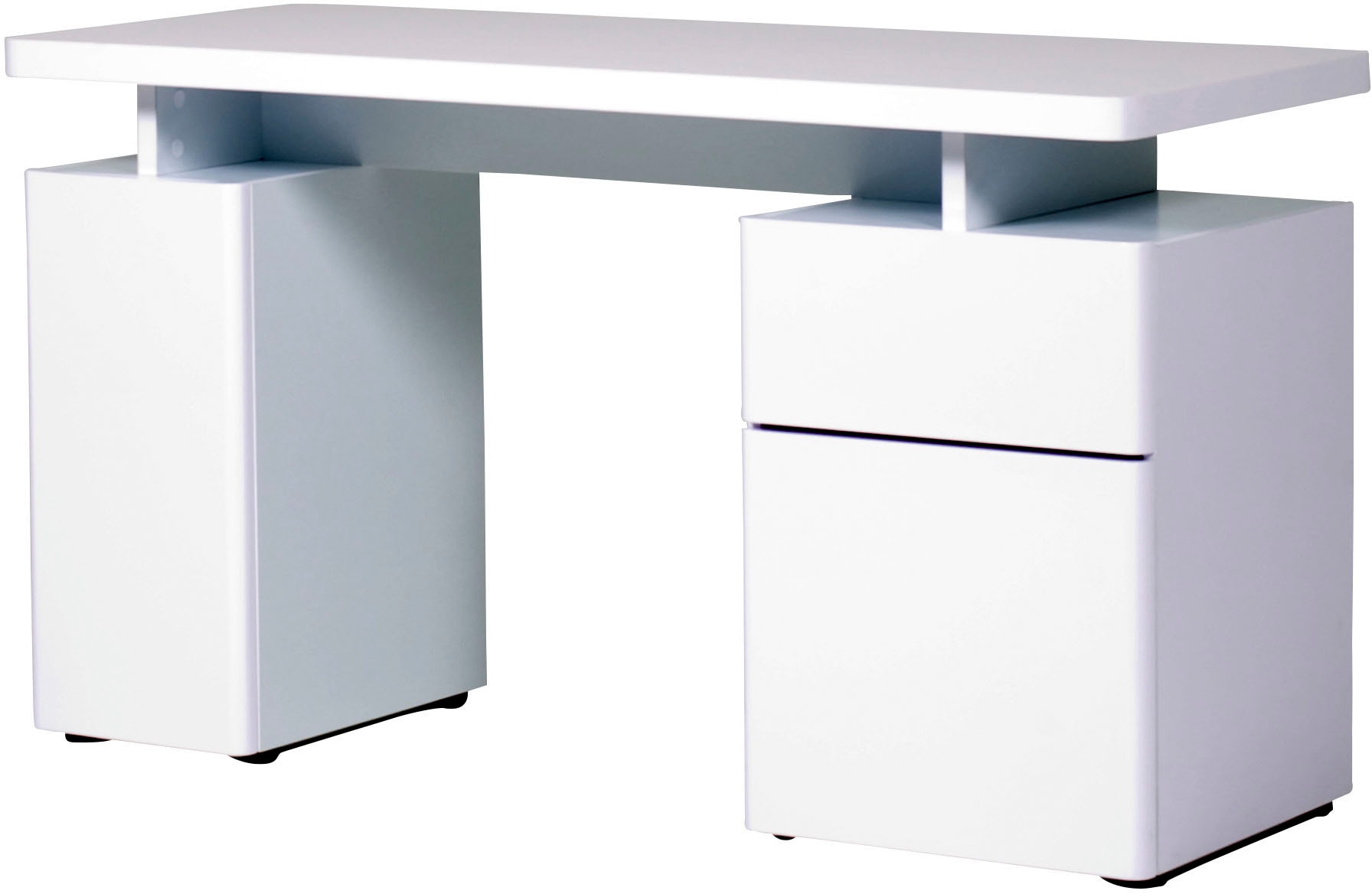 Schreibtisch JAHNKE, B:135cm H:76cm T:55cm, weiß, Kinderzimmer, Tische, "CU-LIBRE 140", Platzsparender Arbeitsplatz, mit 1 Schublade und 2 Türen, 135