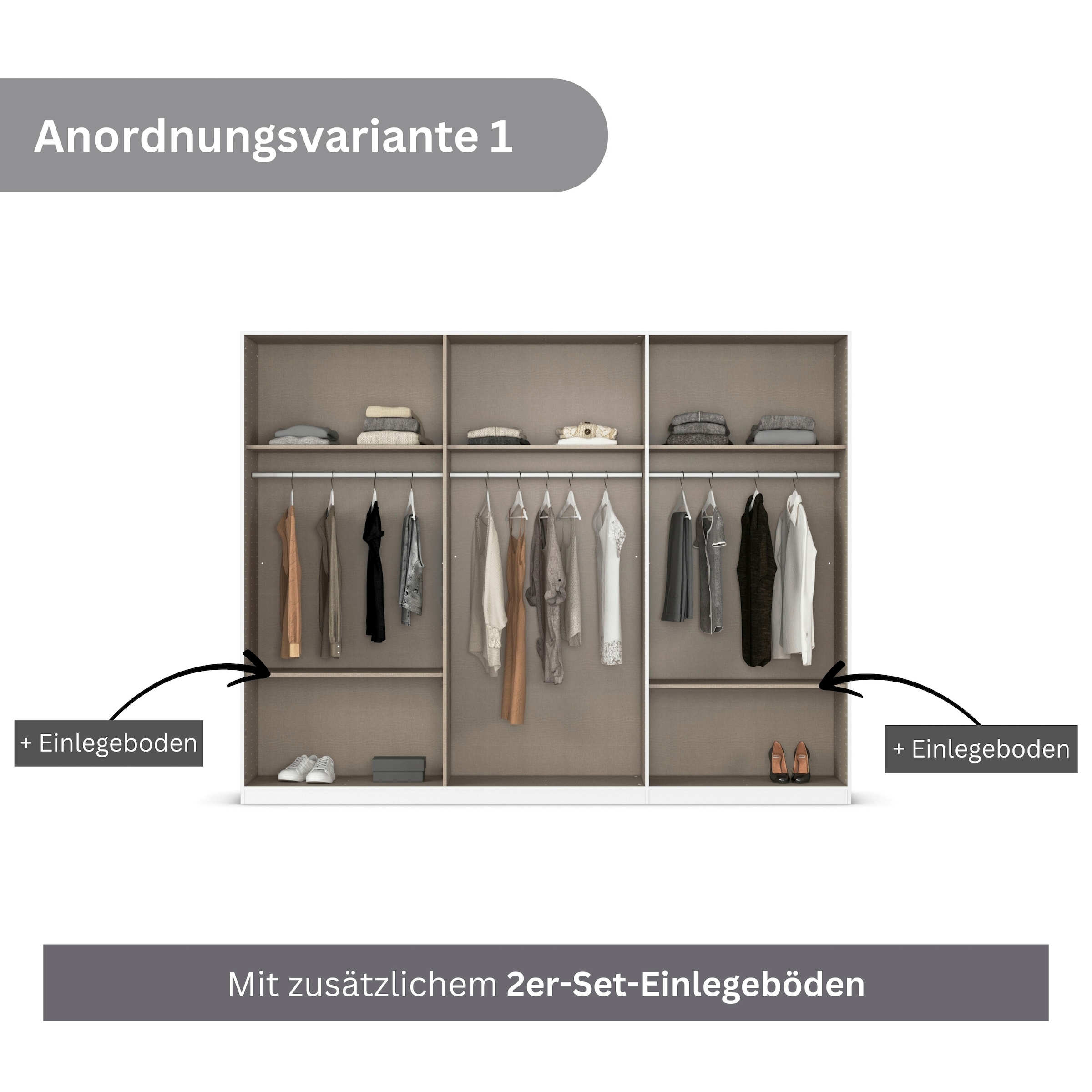 rauch Drehtürenschrank »Kleiderschrank Schrank Garderobe AGORDO mit Dekor- oder Hochglanzfront«, (in zwei Griff-Farben), durchdachte Innenausstattung, in 6 Breiten und 2 Höhen MADE IN GERMANY