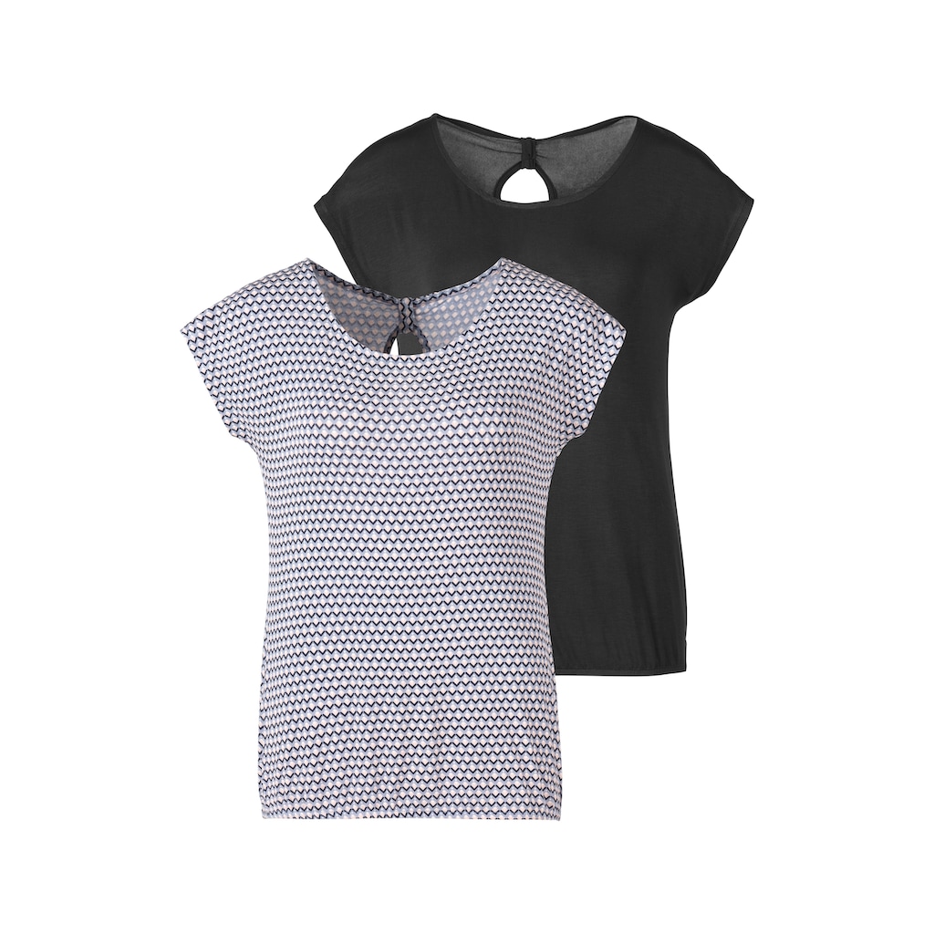 Vivance T-Shirt, (2er-Pack), mit Cut-Out und zarter Raffung im Nacken