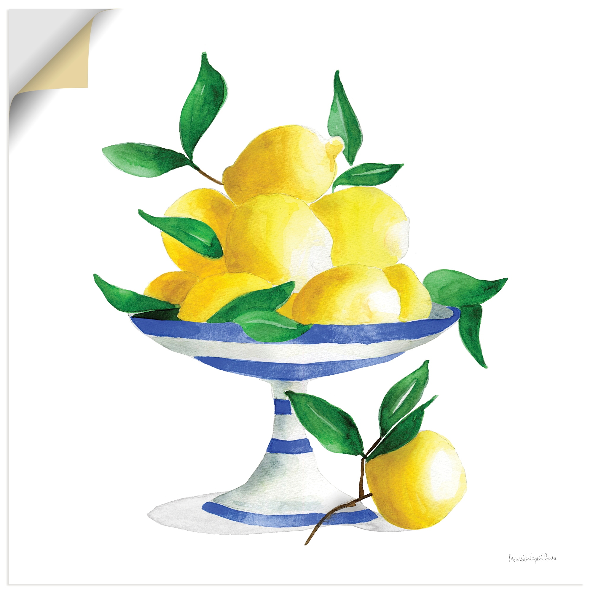 ARTLAND Spanish Lemons II Wall Decal Yellow 40x40cm