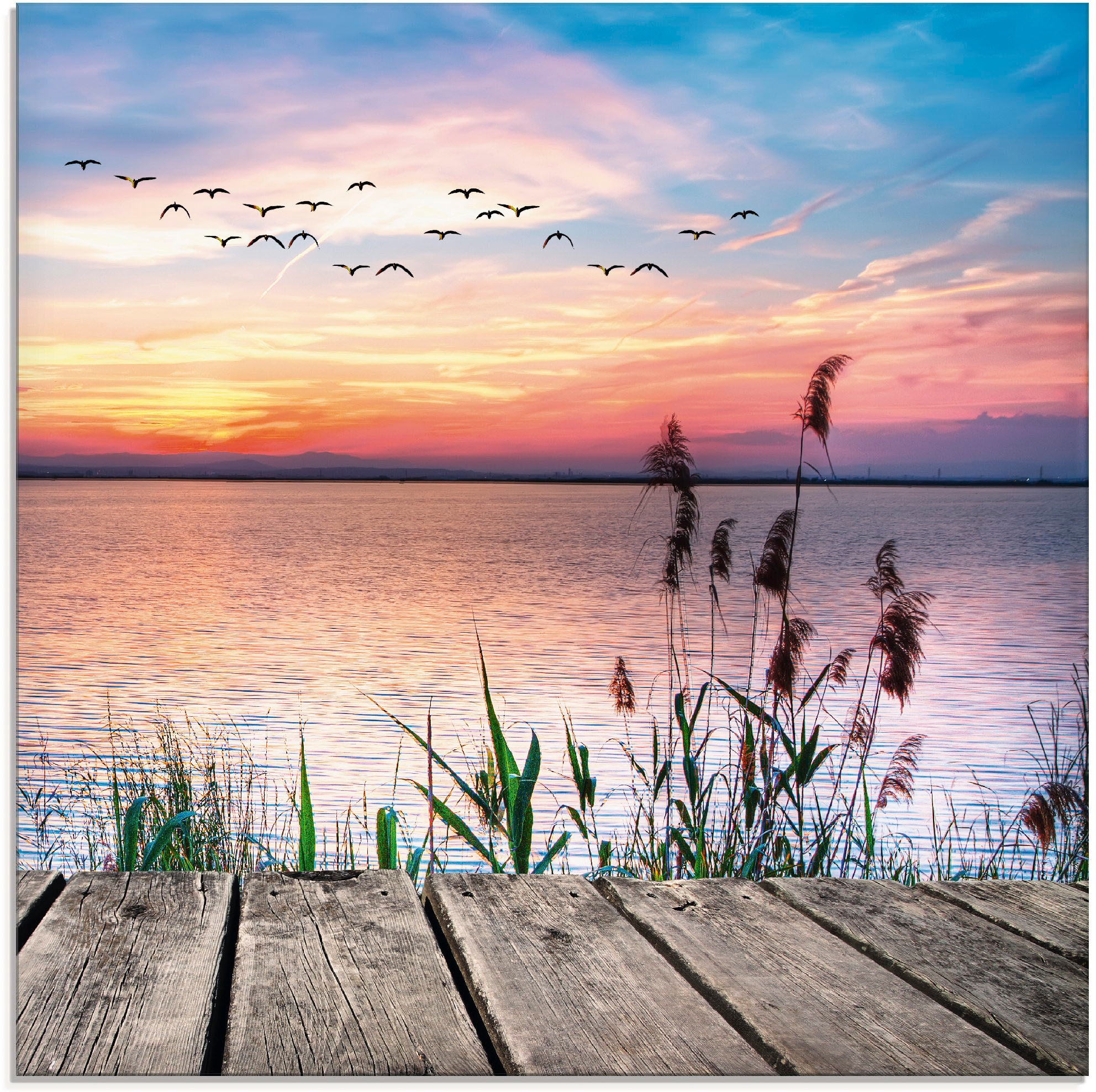 Artland Glasbild "Der See in den Farben der Wolken" Gewässer 1 Stk. tlg. in günstig online kaufen